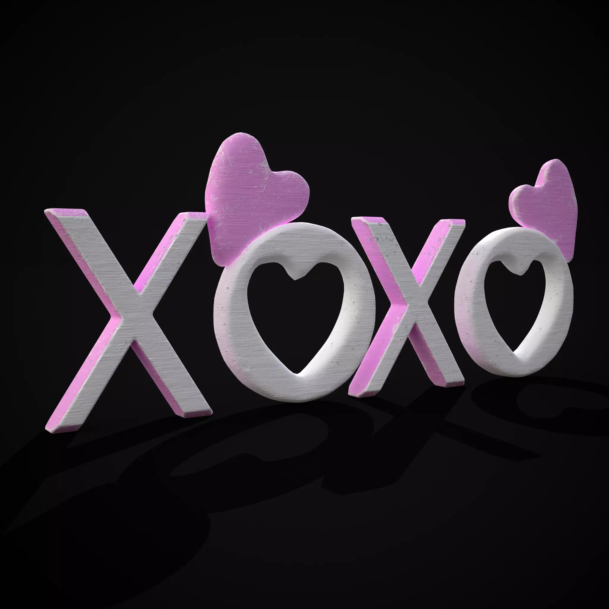 XOXO Wood Lettering Low-poly 3D model_0