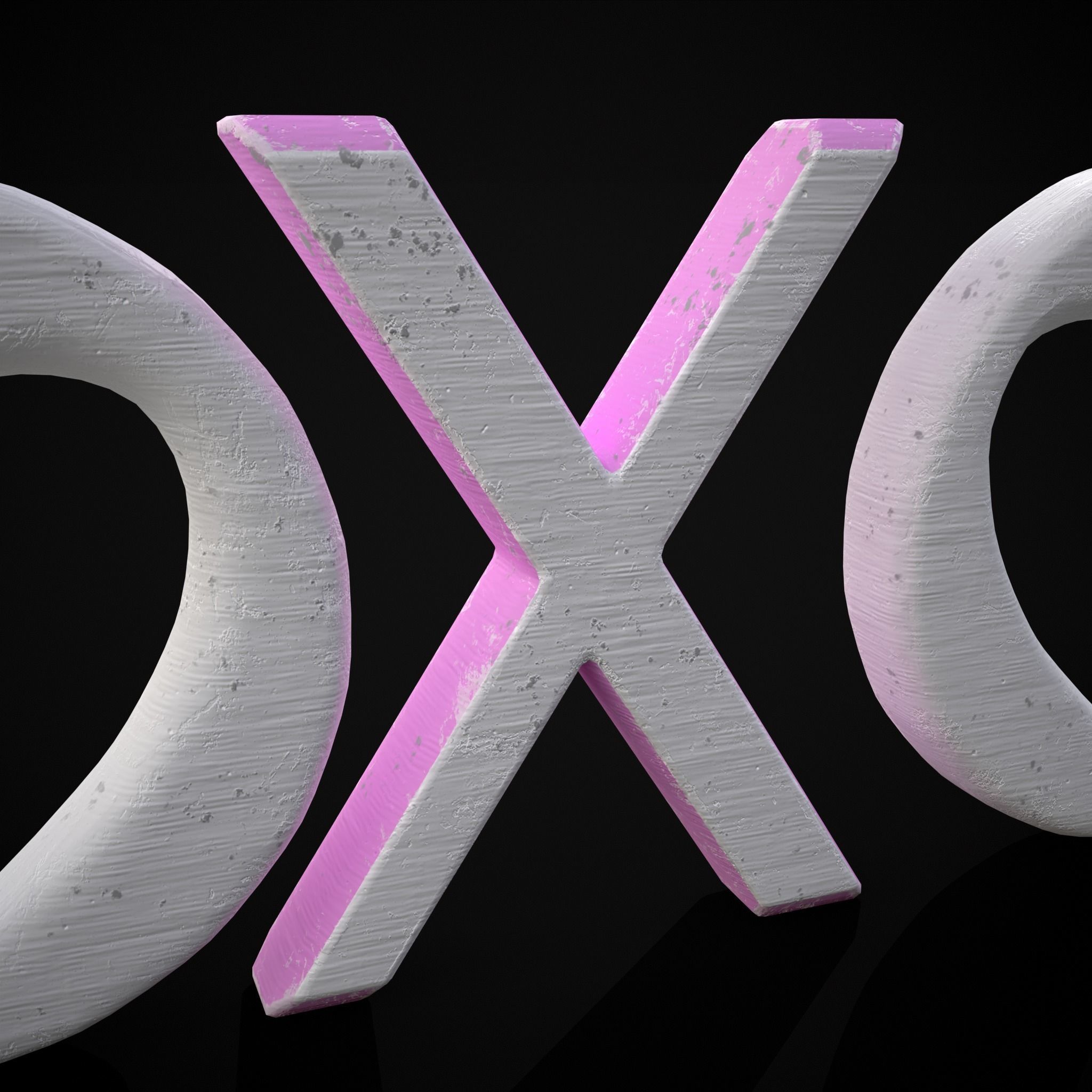 XOXO Wood Lettering Low-poly 3D model_11