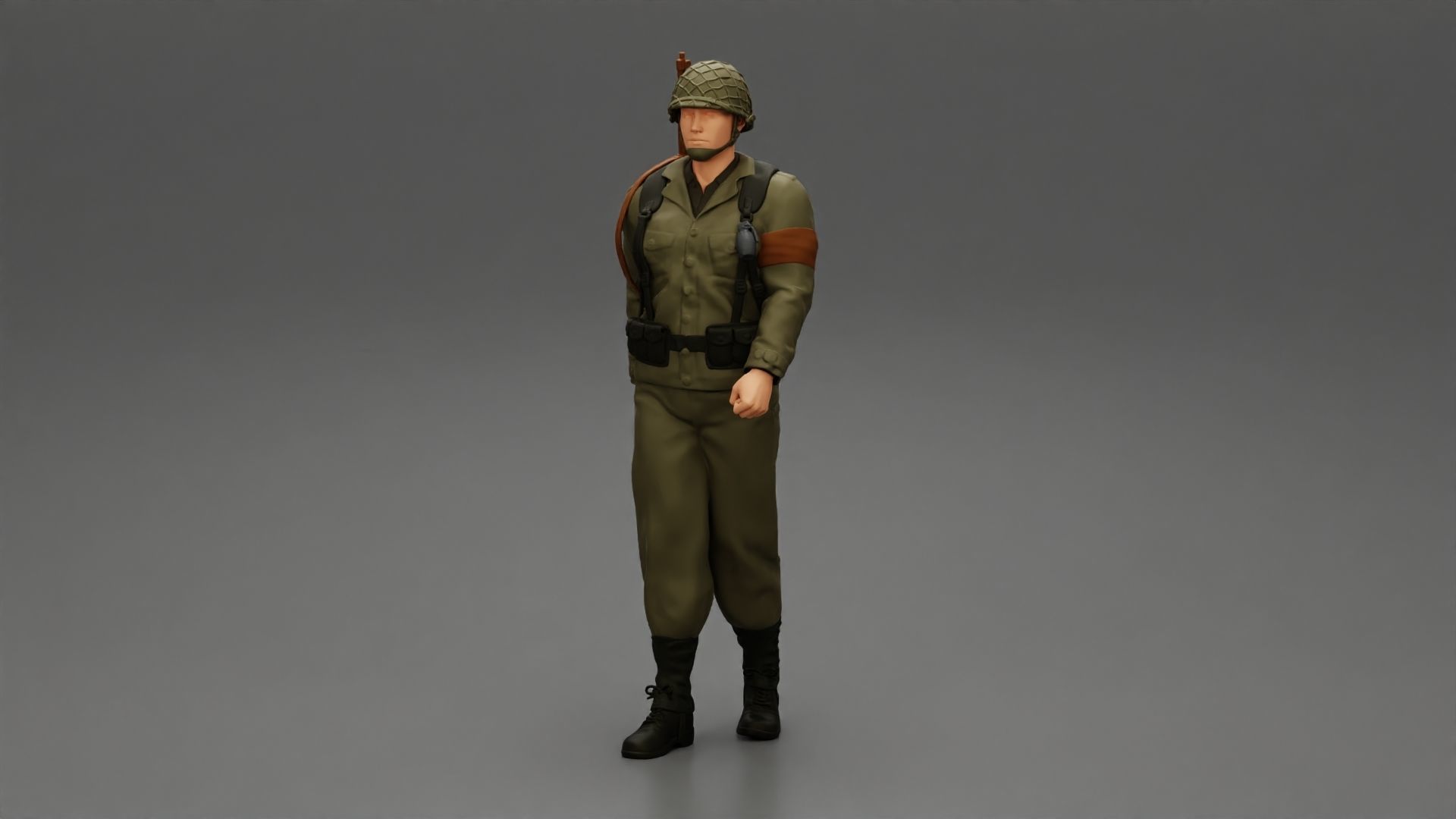 Soldier walking carrying a rifle 3D print model_5