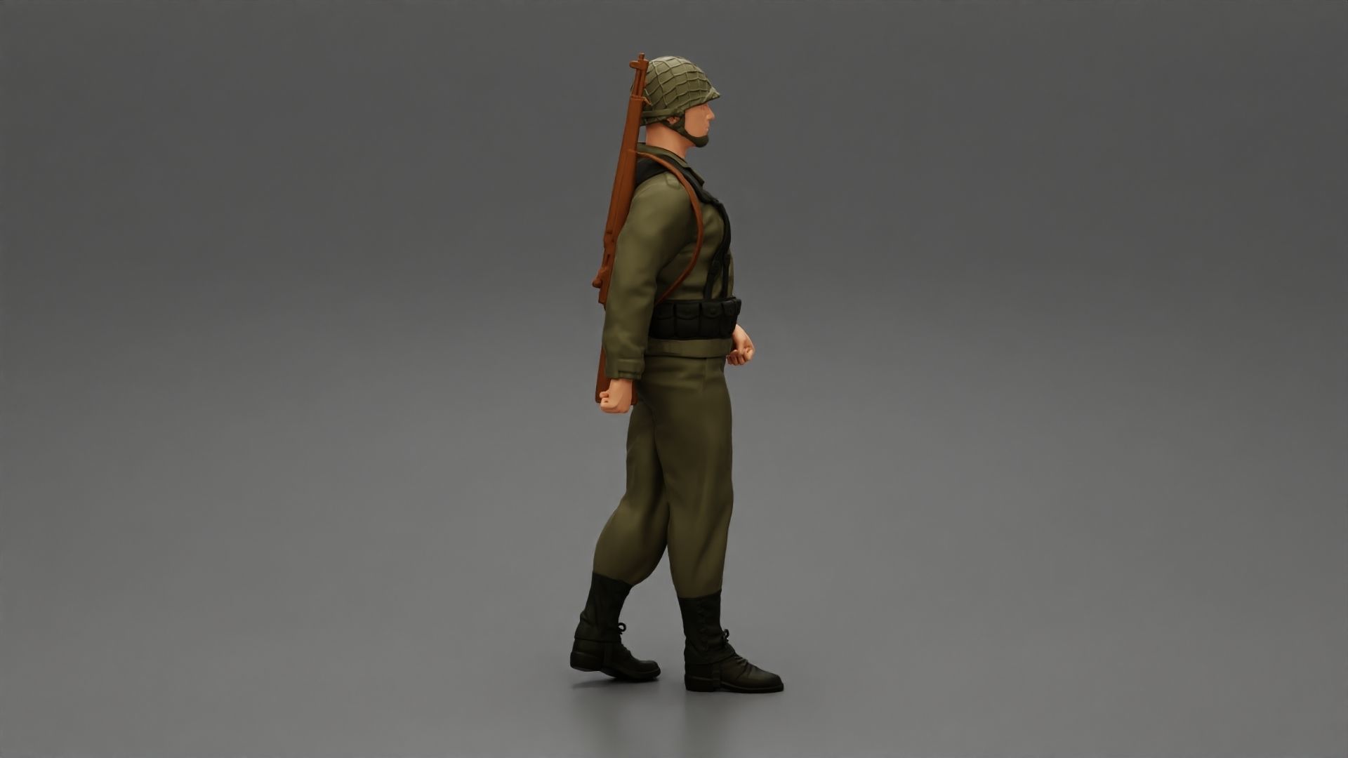 Soldier walking carrying a rifle 3D print model_1
