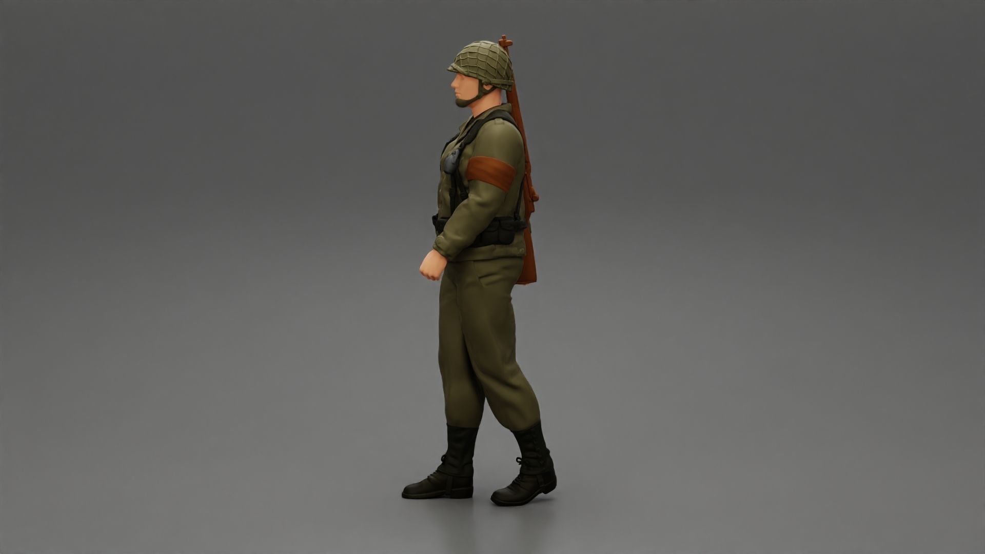 Soldier walking carrying a rifle 3D print model_4