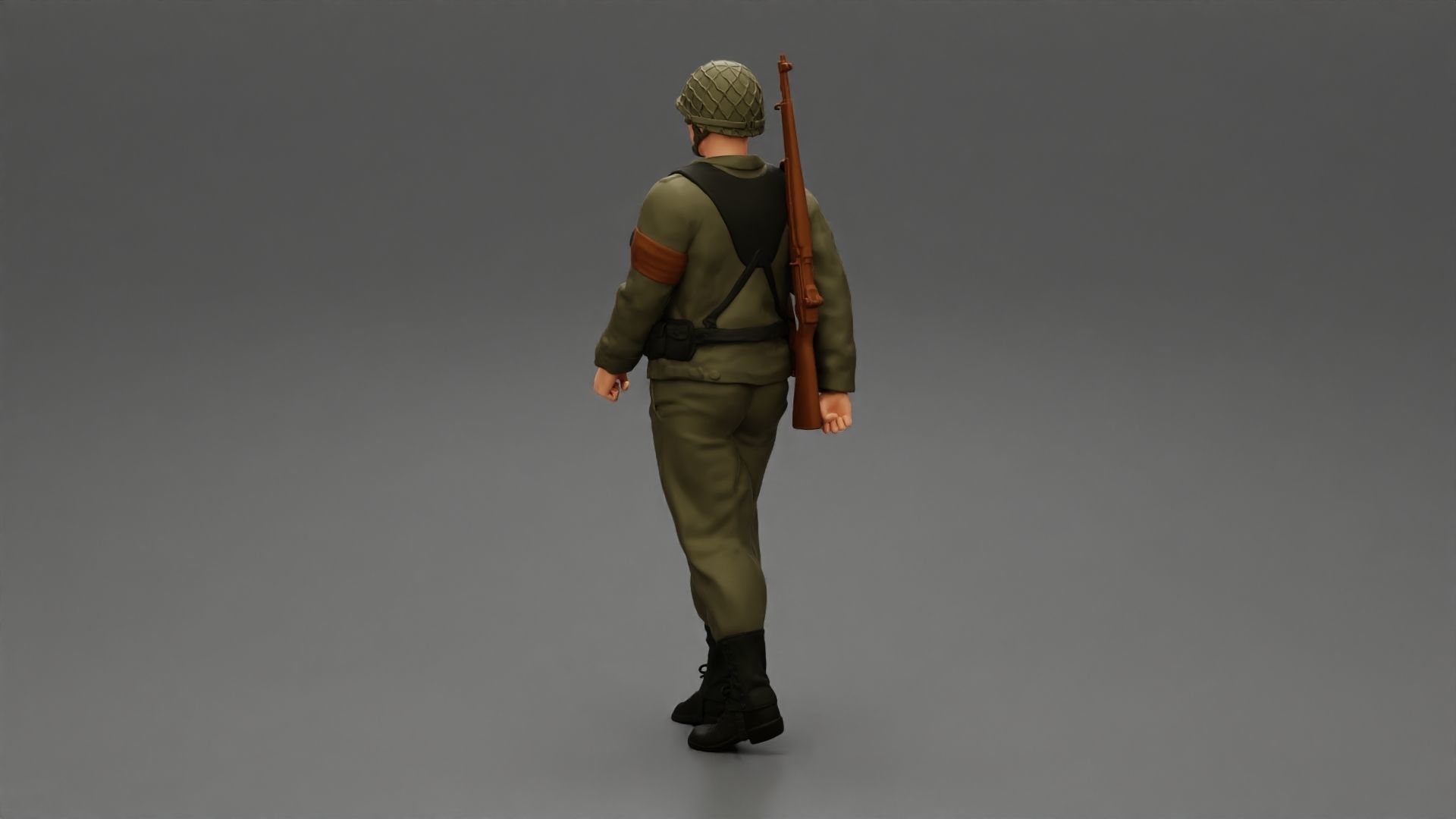 Soldier walking carrying a rifle 3D print model_3