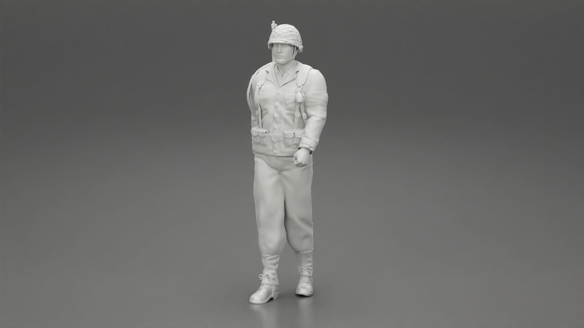 Soldier walking carrying a rifle 3D print model_11