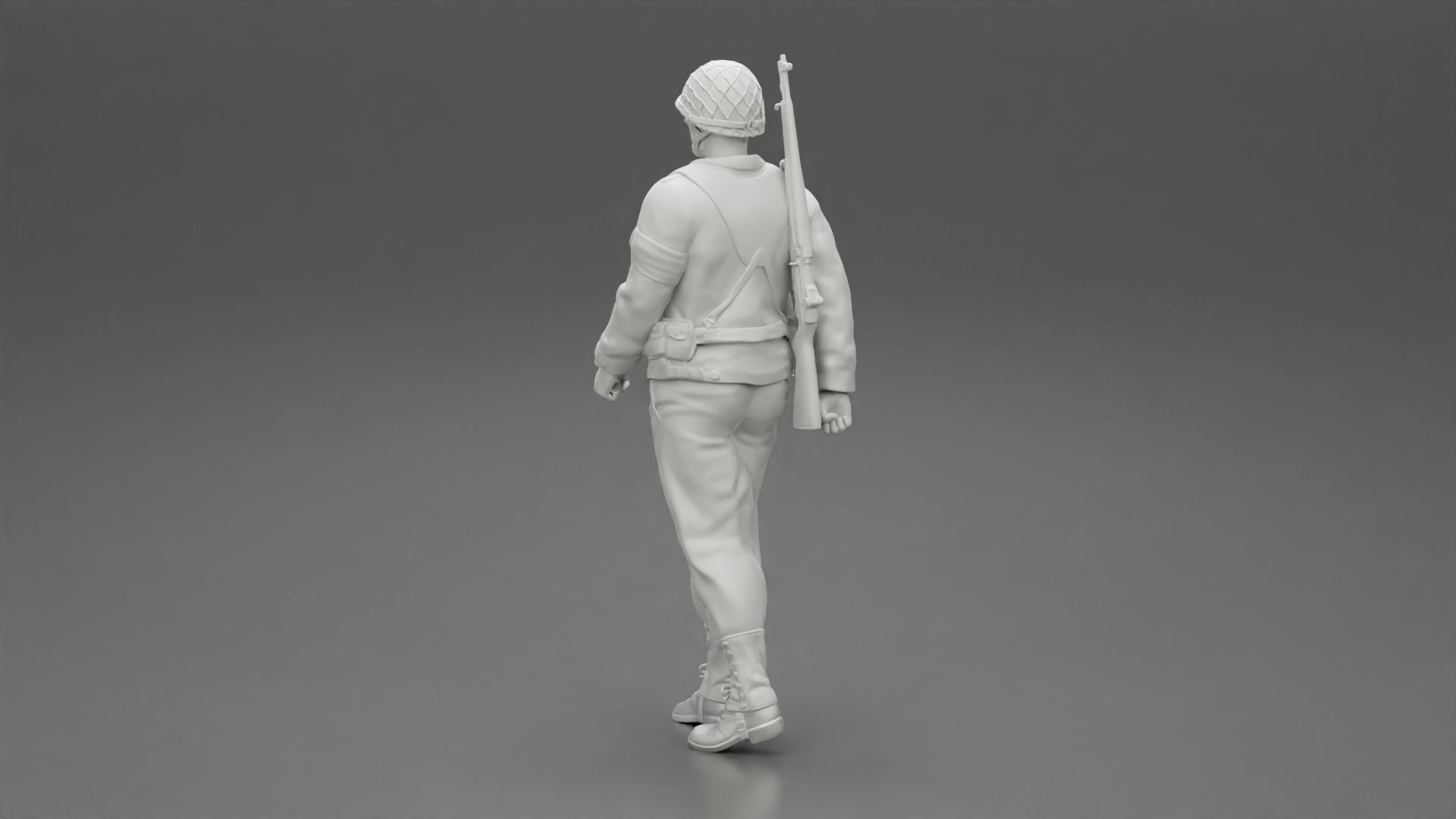 Soldier walking carrying a rifle 3D print model_9