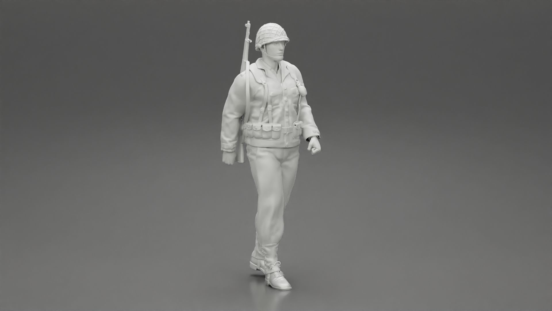 Soldier walking carrying a rifle 3D print model_6