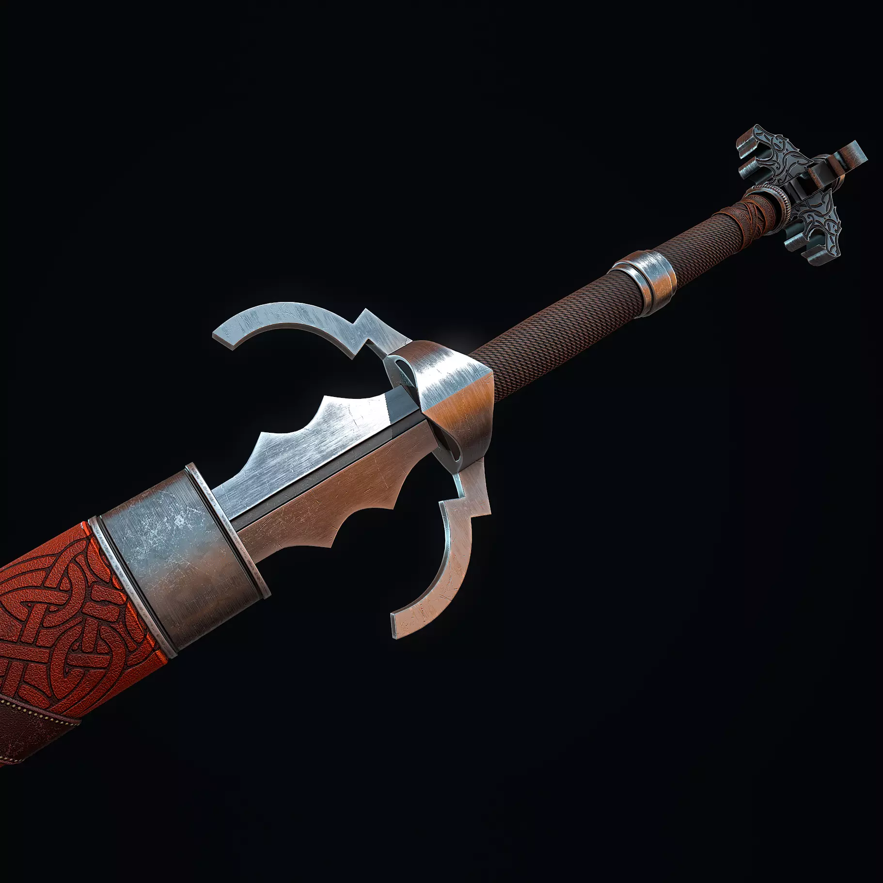 Wolven Silver Sword Low-poly 3D model