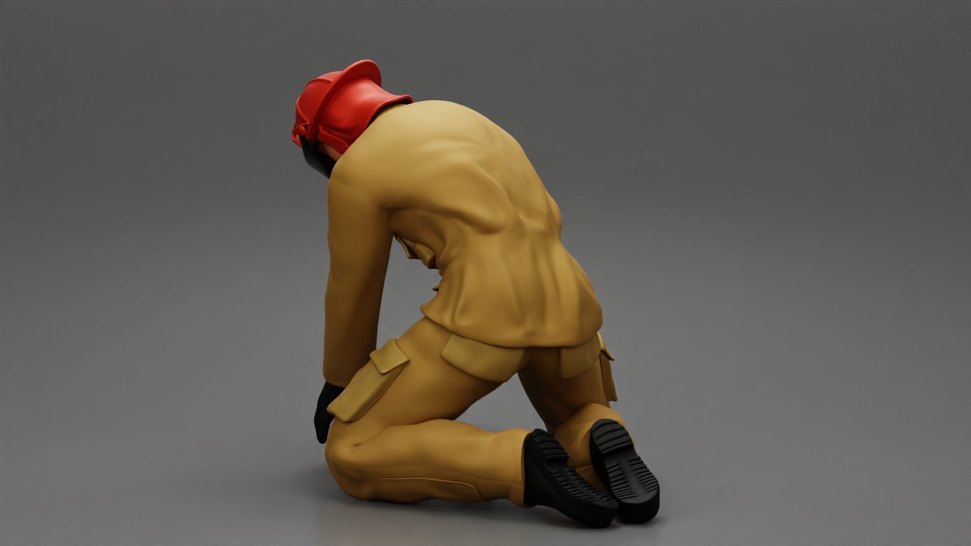 Firefighter sitting and search and rescue 3D print model_5