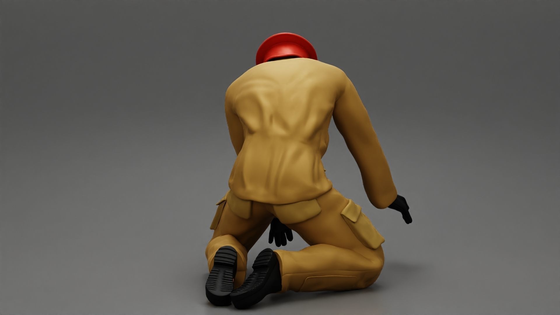 Firefighter sitting and search and rescue 3D print model_4