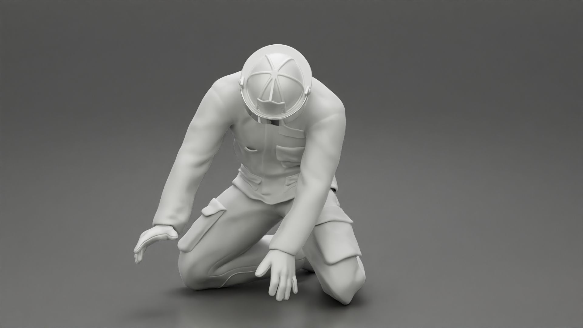 Firefighter sitting and search and rescue 3D print model_7