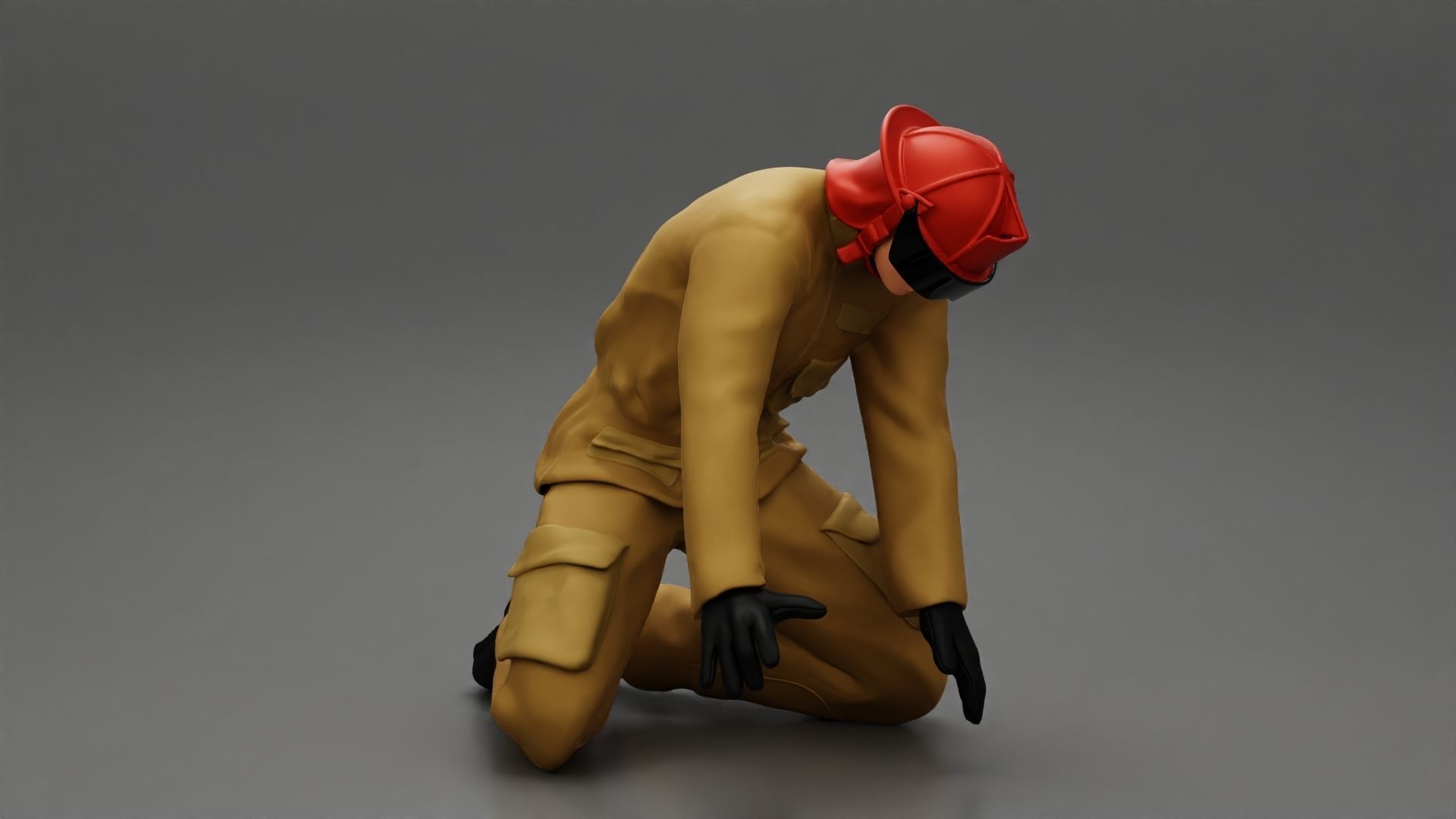 Firefighter sitting and search and rescue 3D print model_2