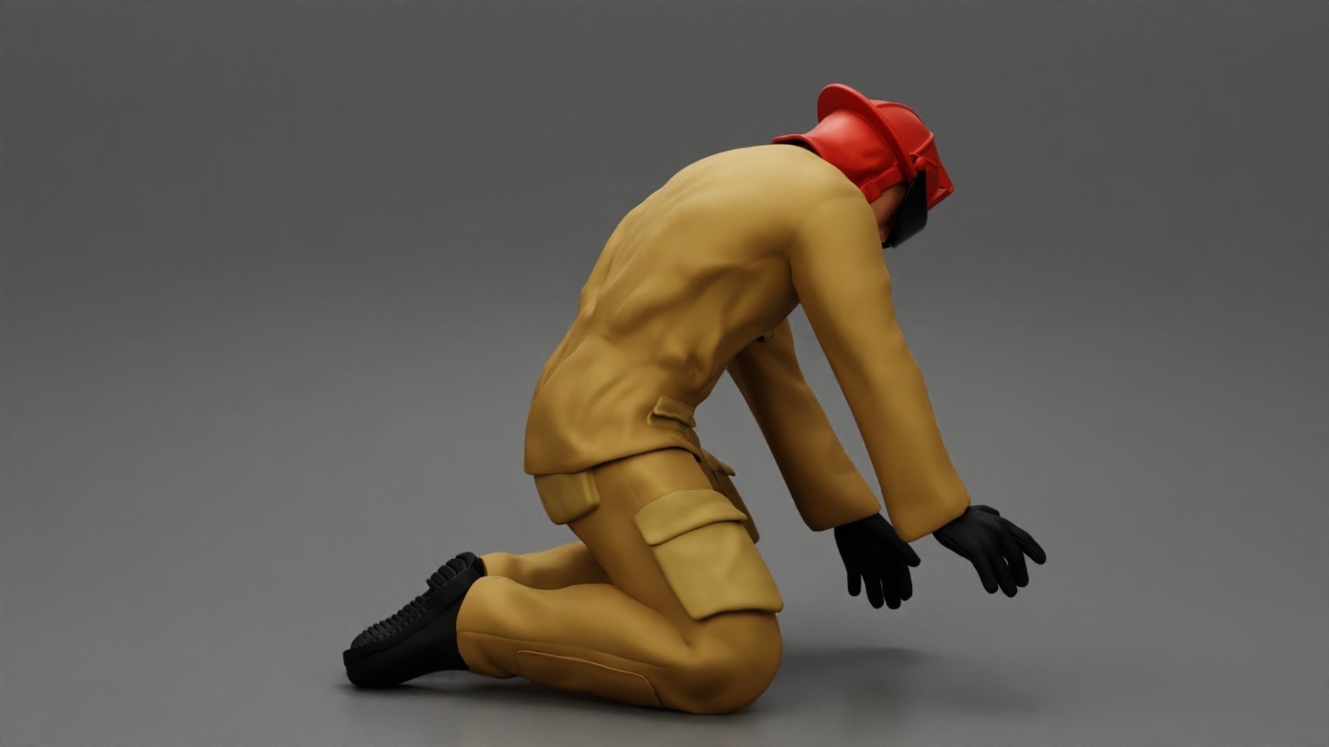 Firefighter sitting and search and rescue 3D print model_3