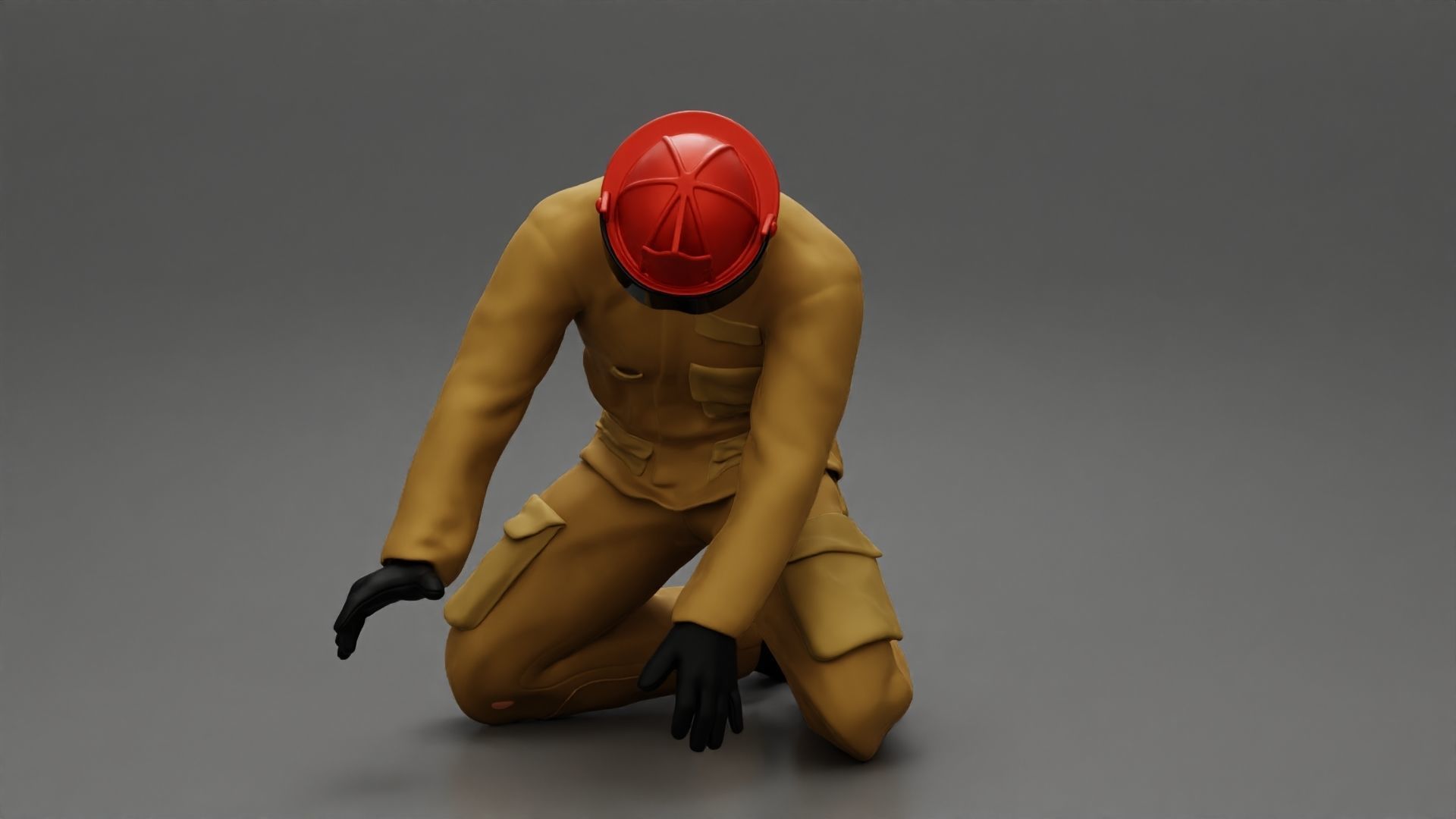 Firefighter sitting and search and rescue 3D print model_1