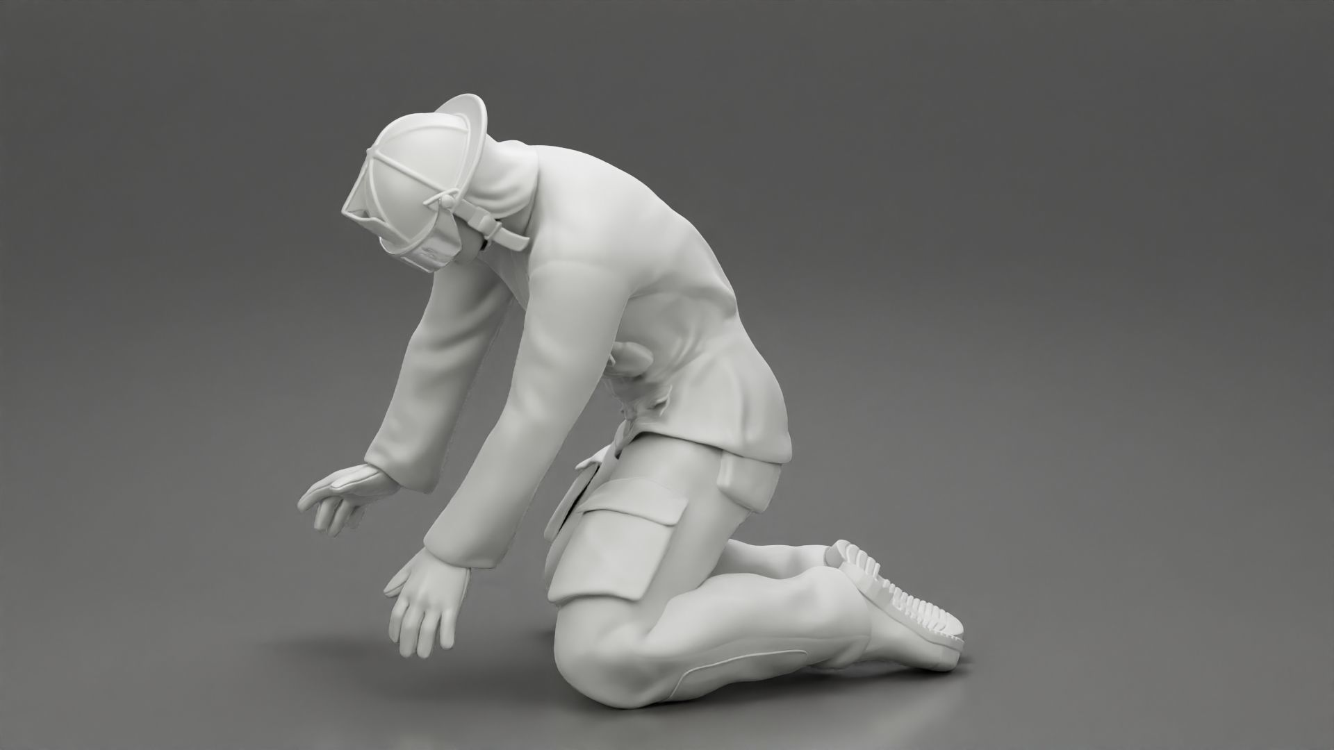 Firefighter sitting and search and rescue 3D print model_6