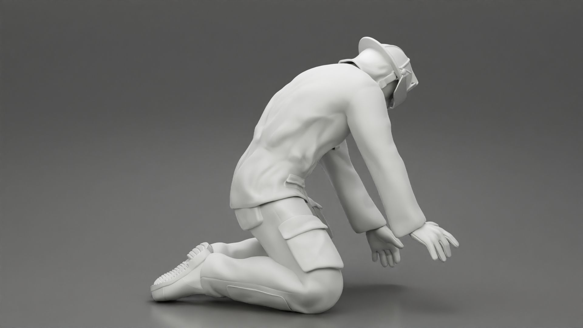 Firefighter sitting and search and rescue 3D print model_9