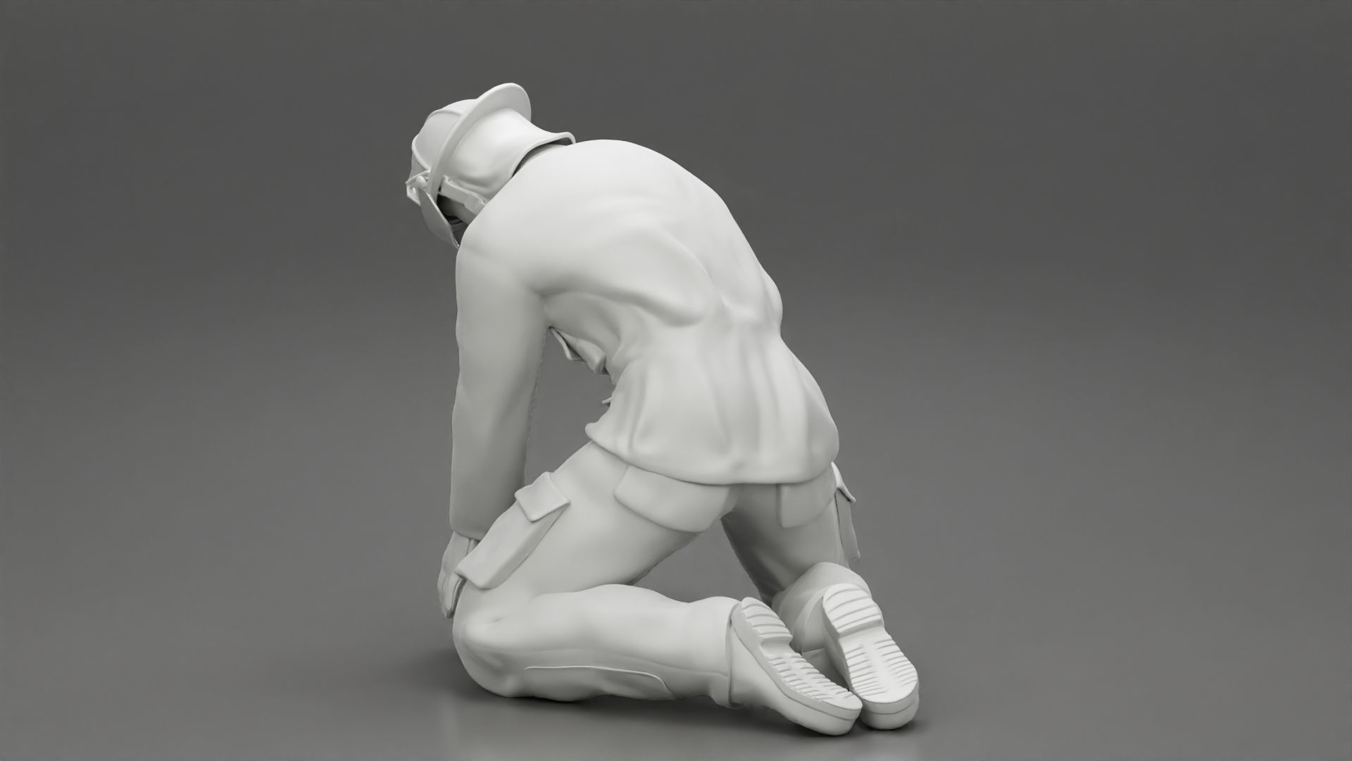 Firefighter sitting and search and rescue 3D print model_11