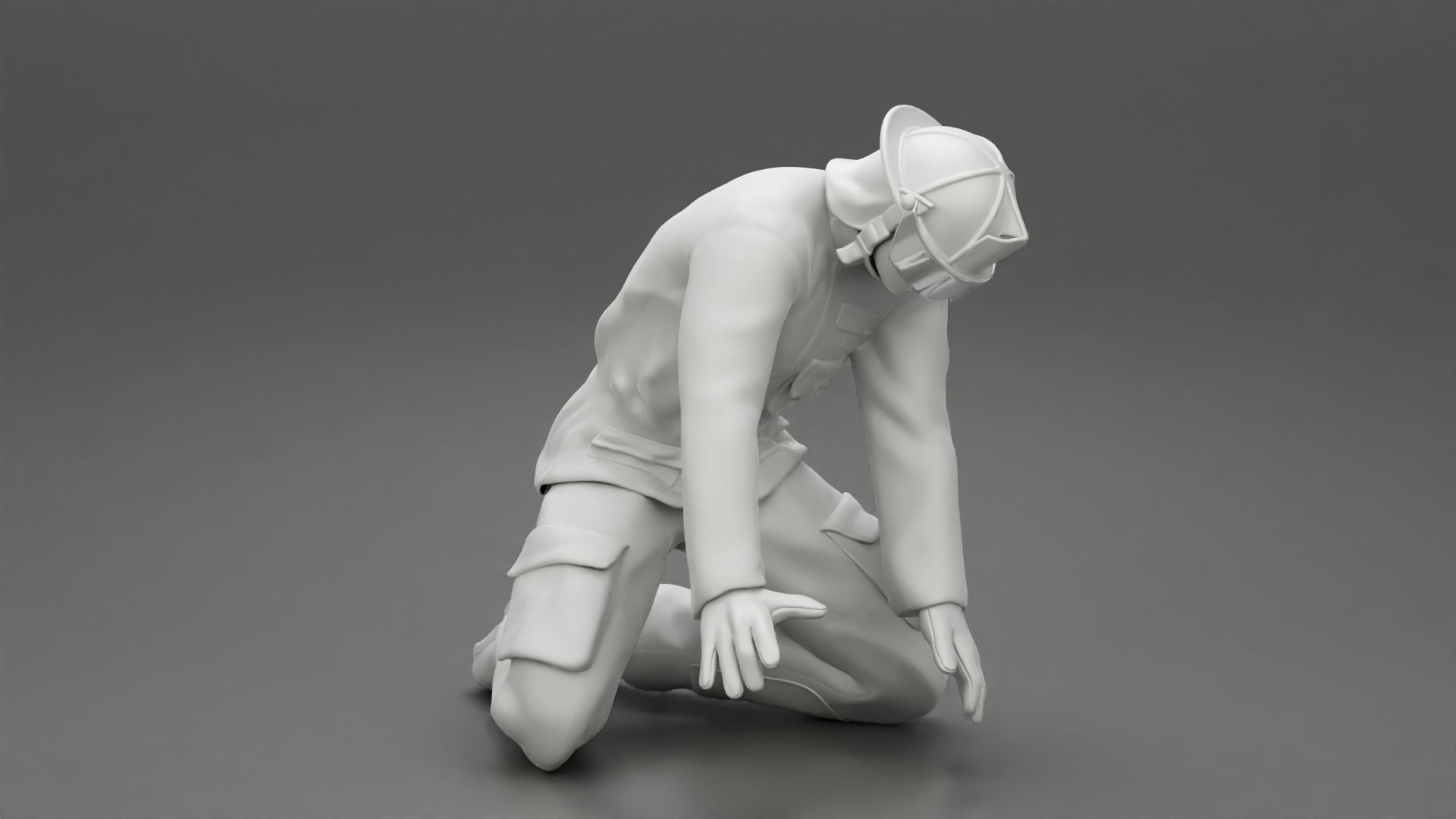 Firefighter sitting and search and rescue 3D print model_8