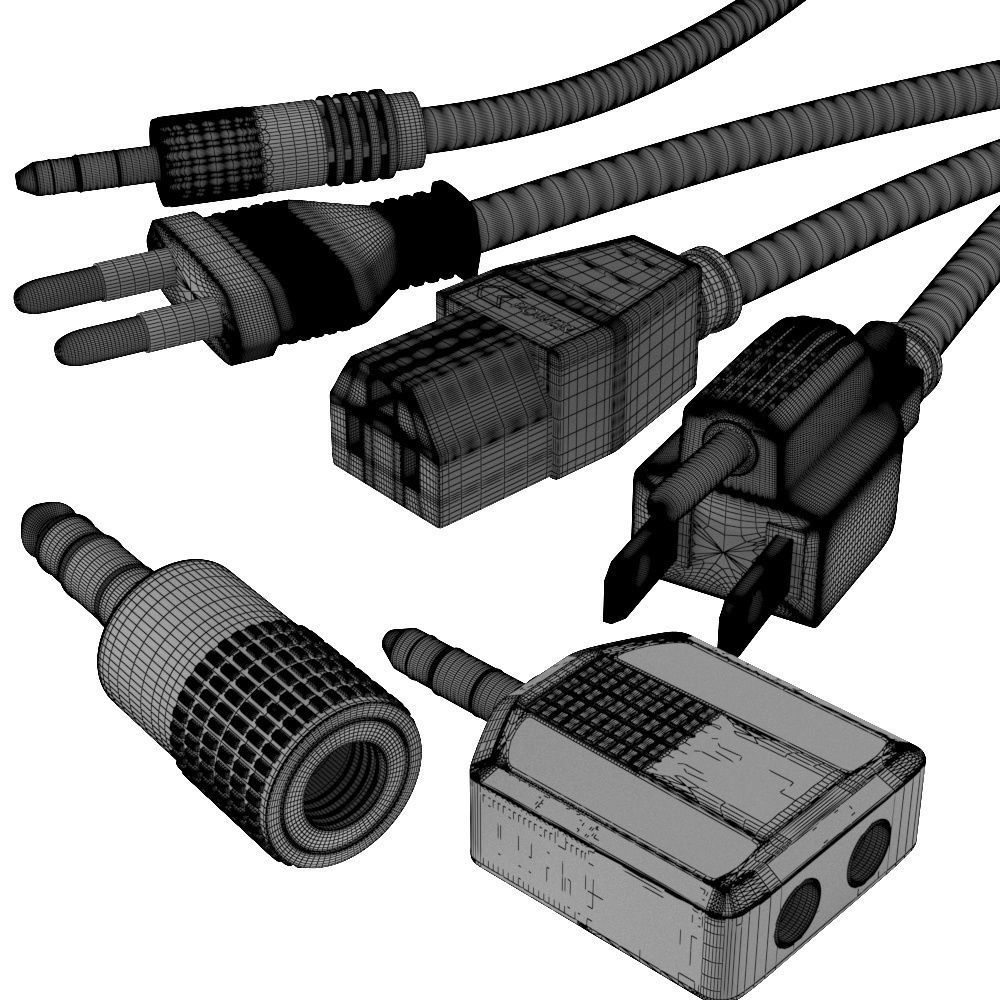 Adapter Switches Switches electrical plug coaxial 3D model Low-poly 3D model_1