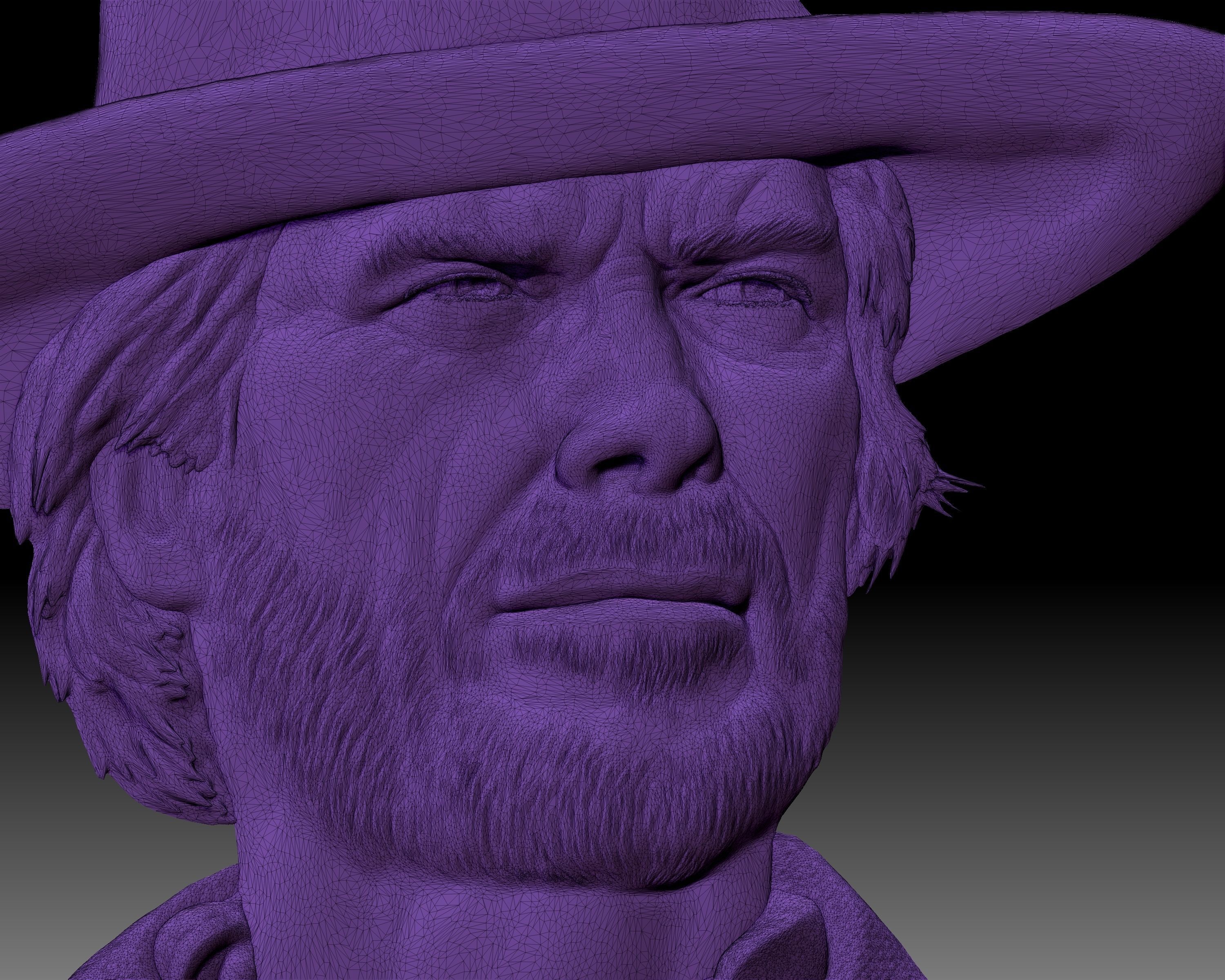 Cowboy shooter Clint Eastwood portrait western bas-relief 3D print model_10