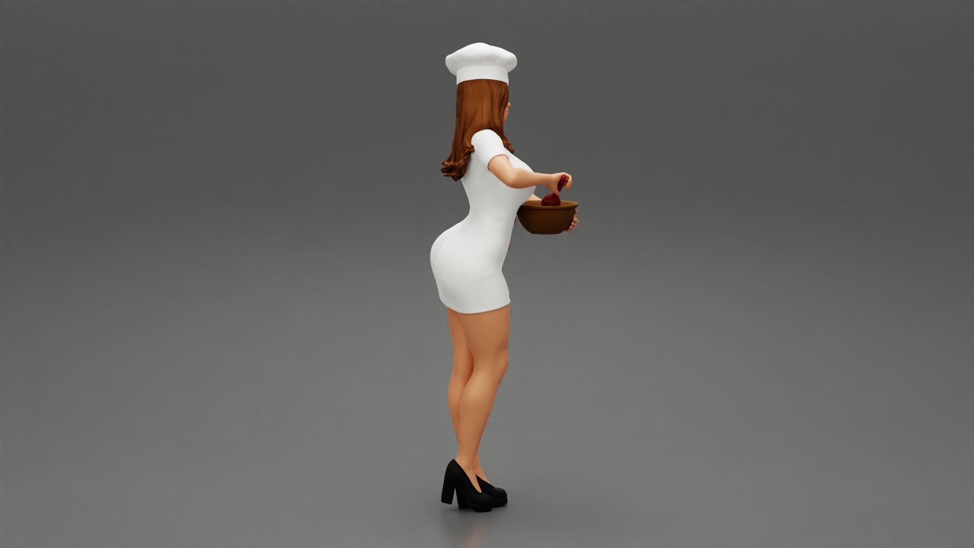 Woman chef Cooking in the Kitchen 3D print model_2