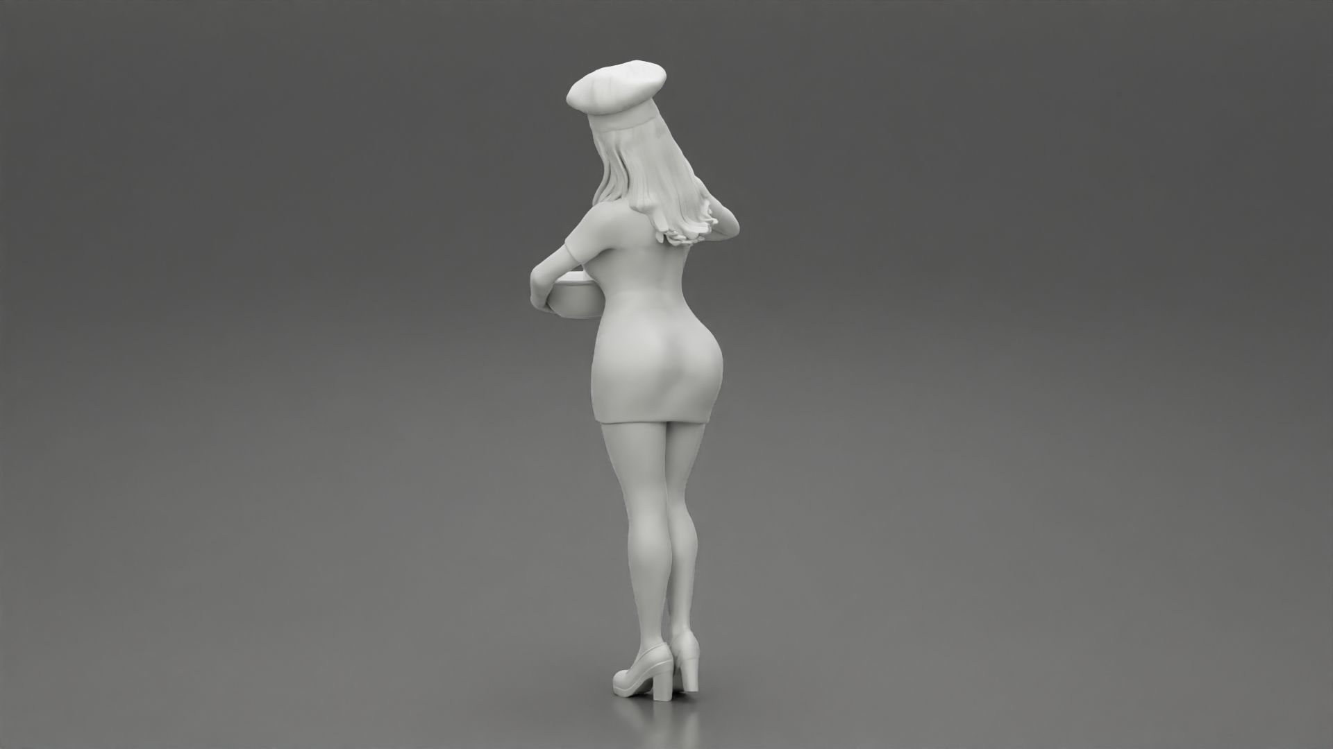 Woman chef Cooking in the Kitchen 3D print model_10