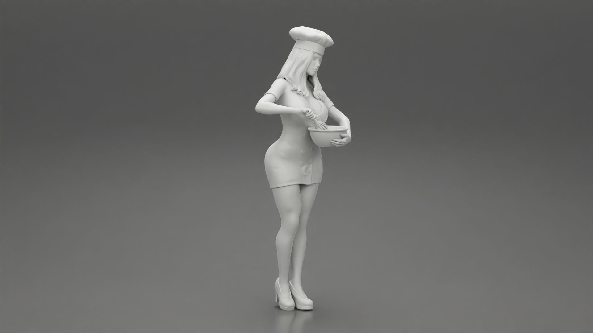 Woman chef Cooking in the Kitchen 3D print model_7