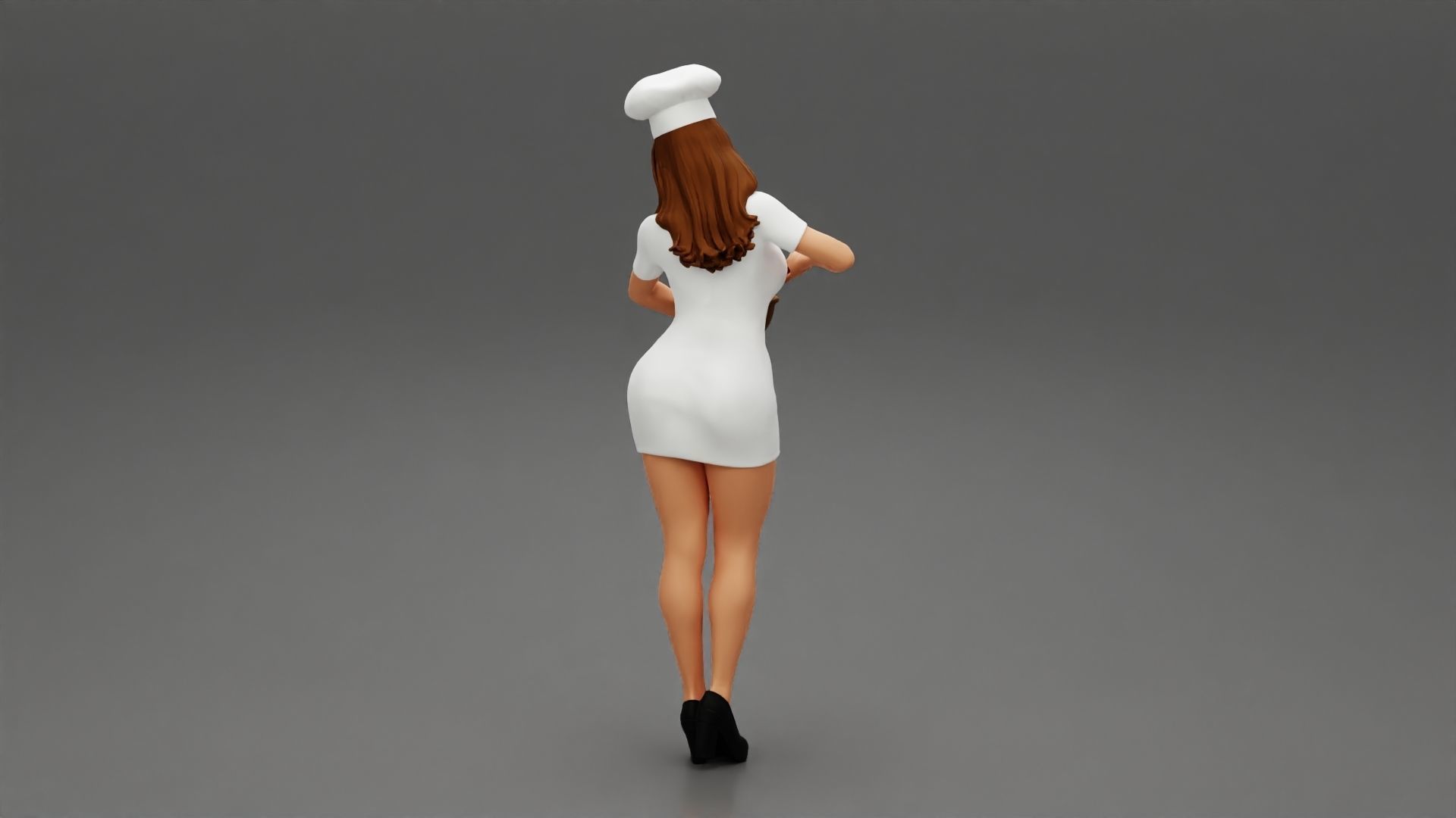 Woman chef Cooking in the Kitchen 3D print model_3