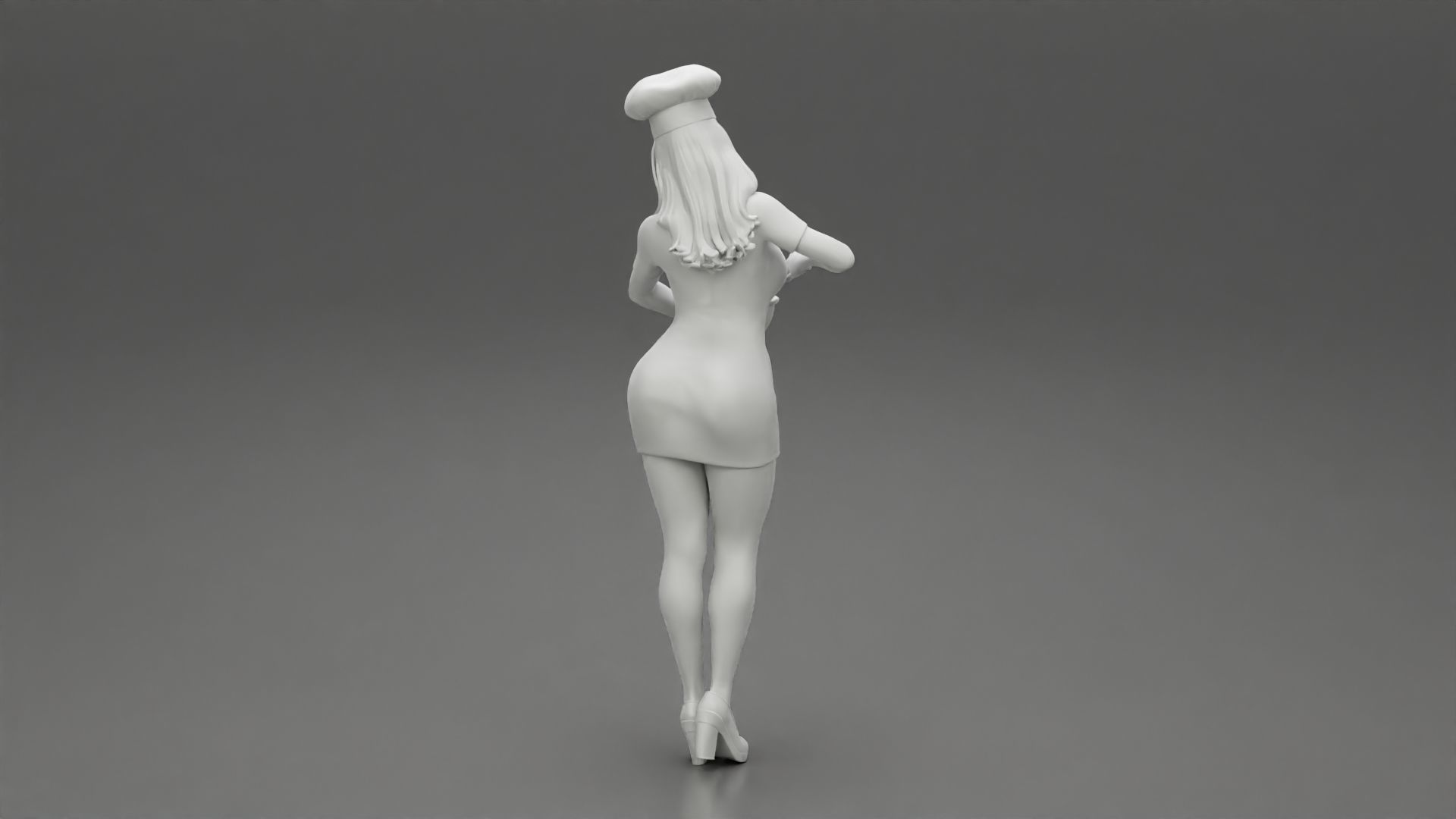 Woman chef Cooking in the Kitchen 3D print model_9