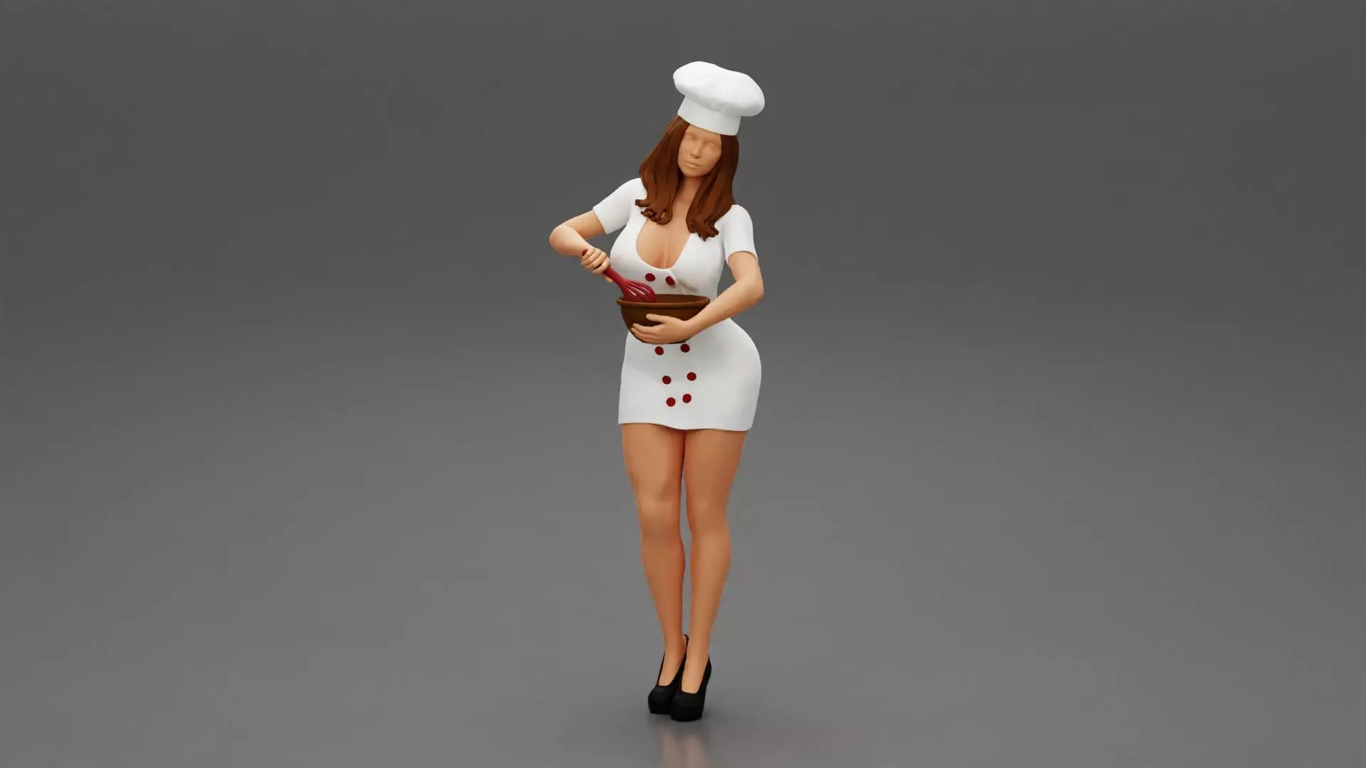 Woman chef Cooking in the Kitchen 3D print model_0