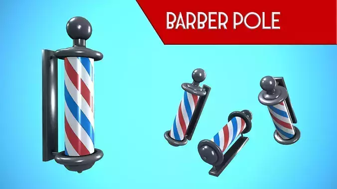 BARBER POLE CARTOON STYLIZED REALISTIC Low-poly 3D model