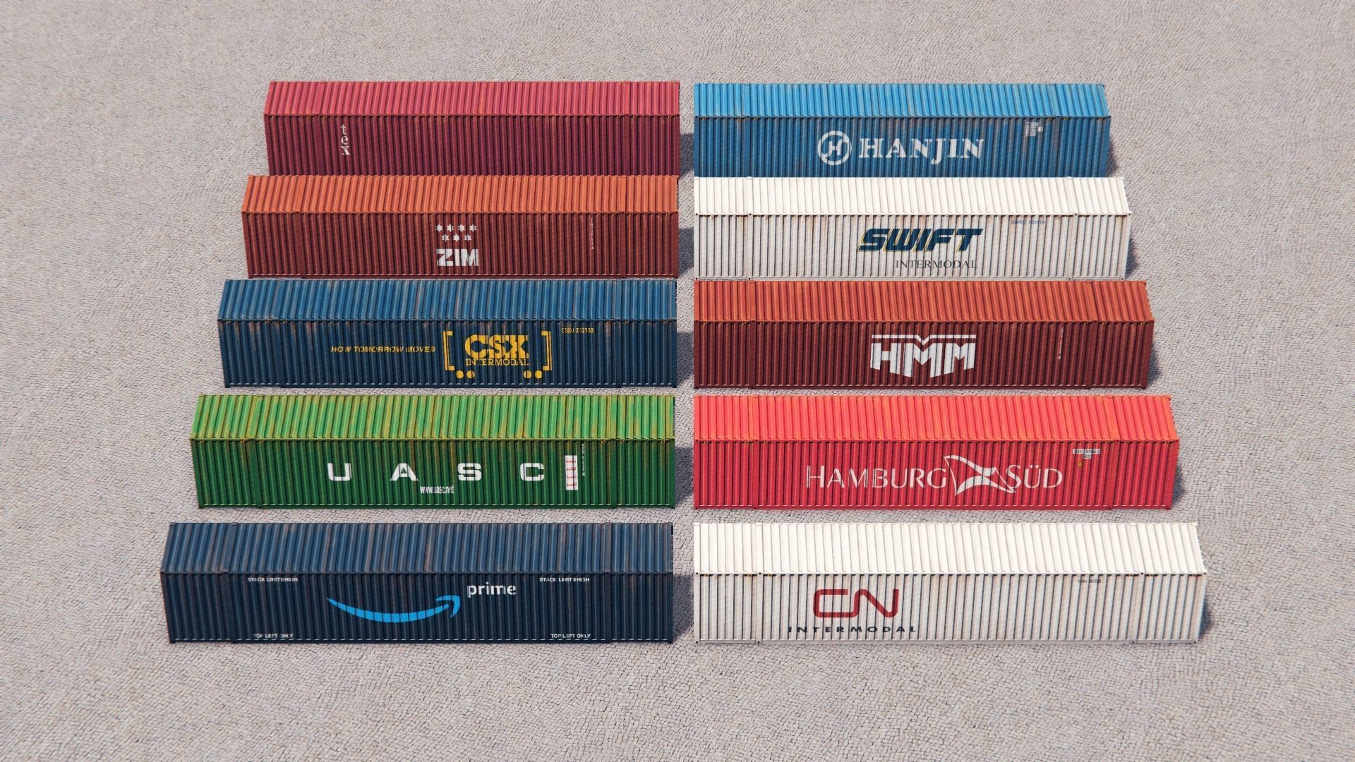 53ft Containers Pack 2 Low-poly 3D model_3