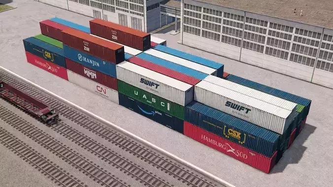 53ft Containers Pack 2 Low-poly 3D model