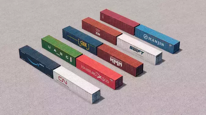 40ft Containers Pack 2 Low-poly 3D model