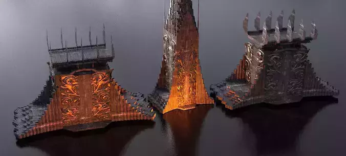 Norse Gods Engraved Dark Tower 3  3D model