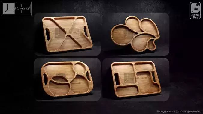 Trays Pack - CNC Files for Wood 3D model