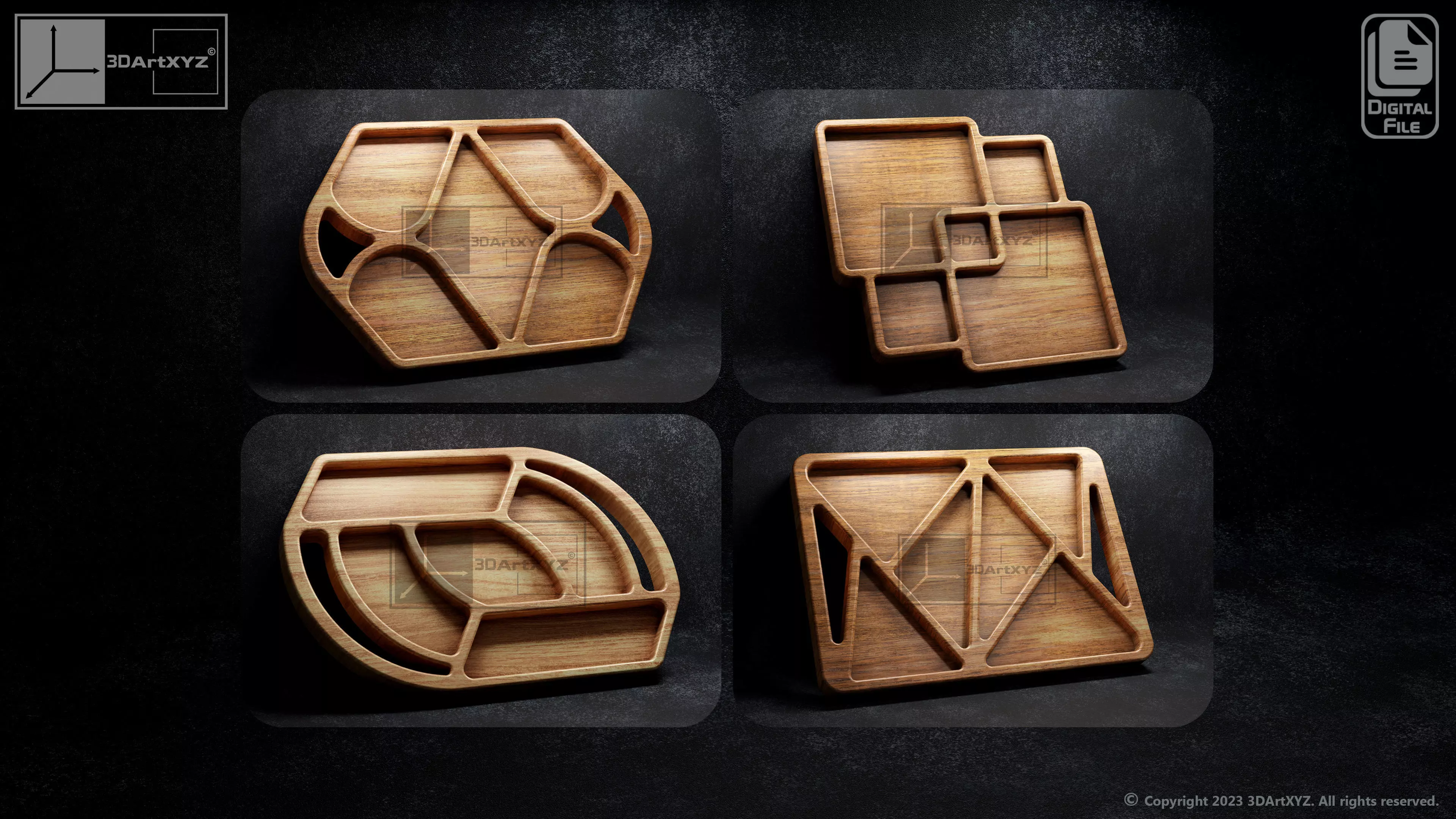 Trays Pack 2 - CNC Files for Wood 3D model | CGTrader