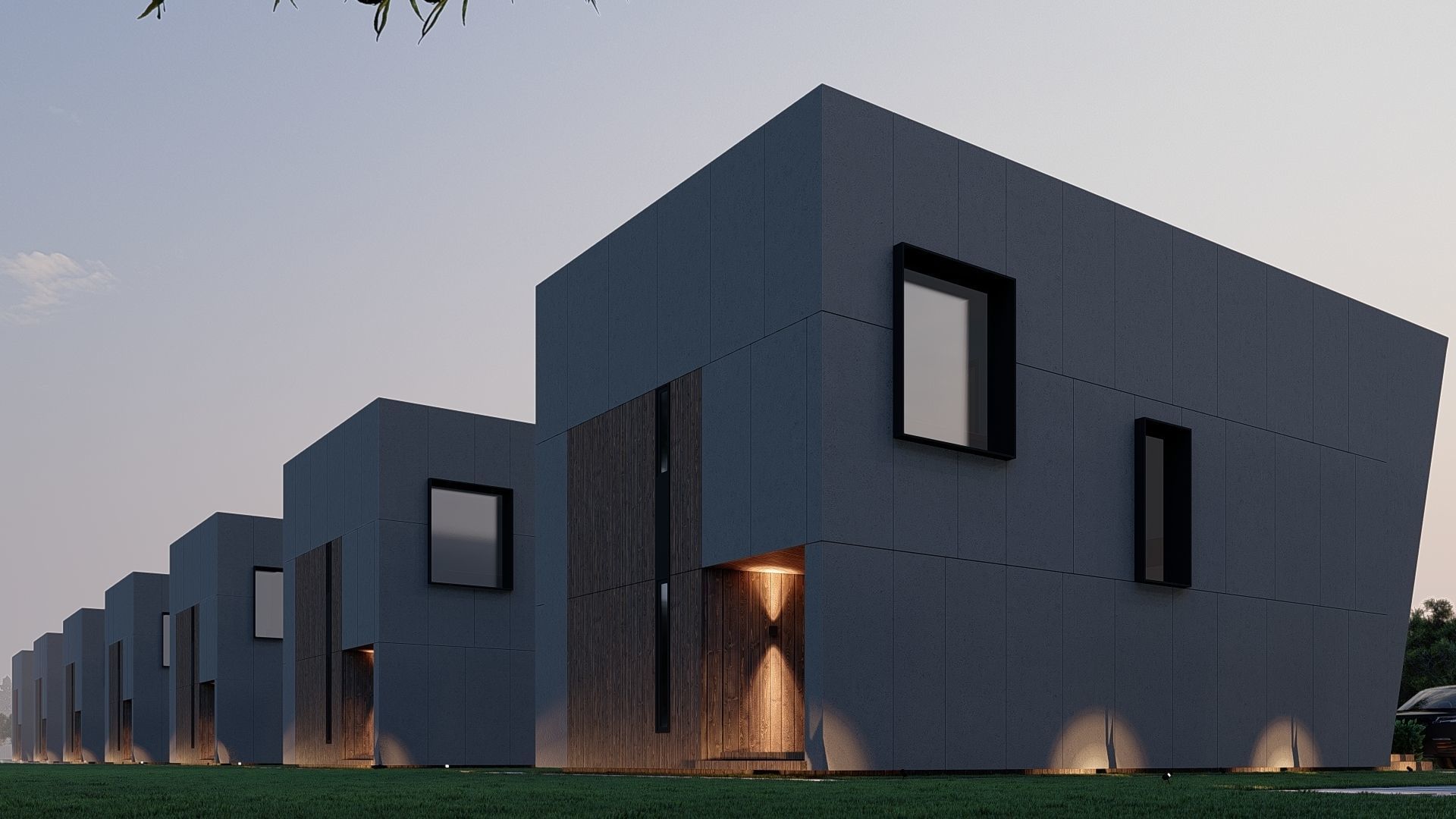  modular house in brutalism style 3D model_2