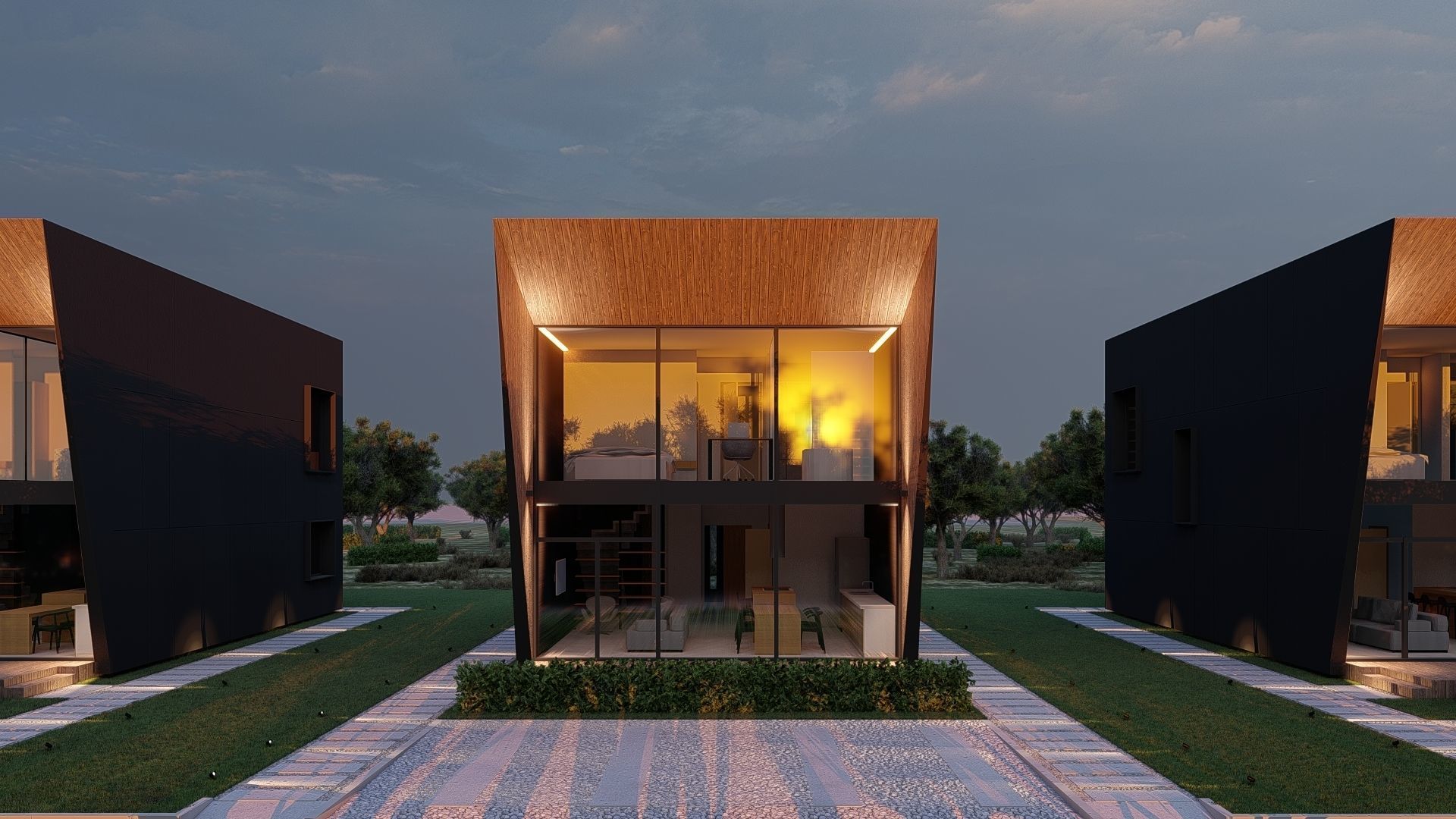  modular house in brutalism style 3D model_3