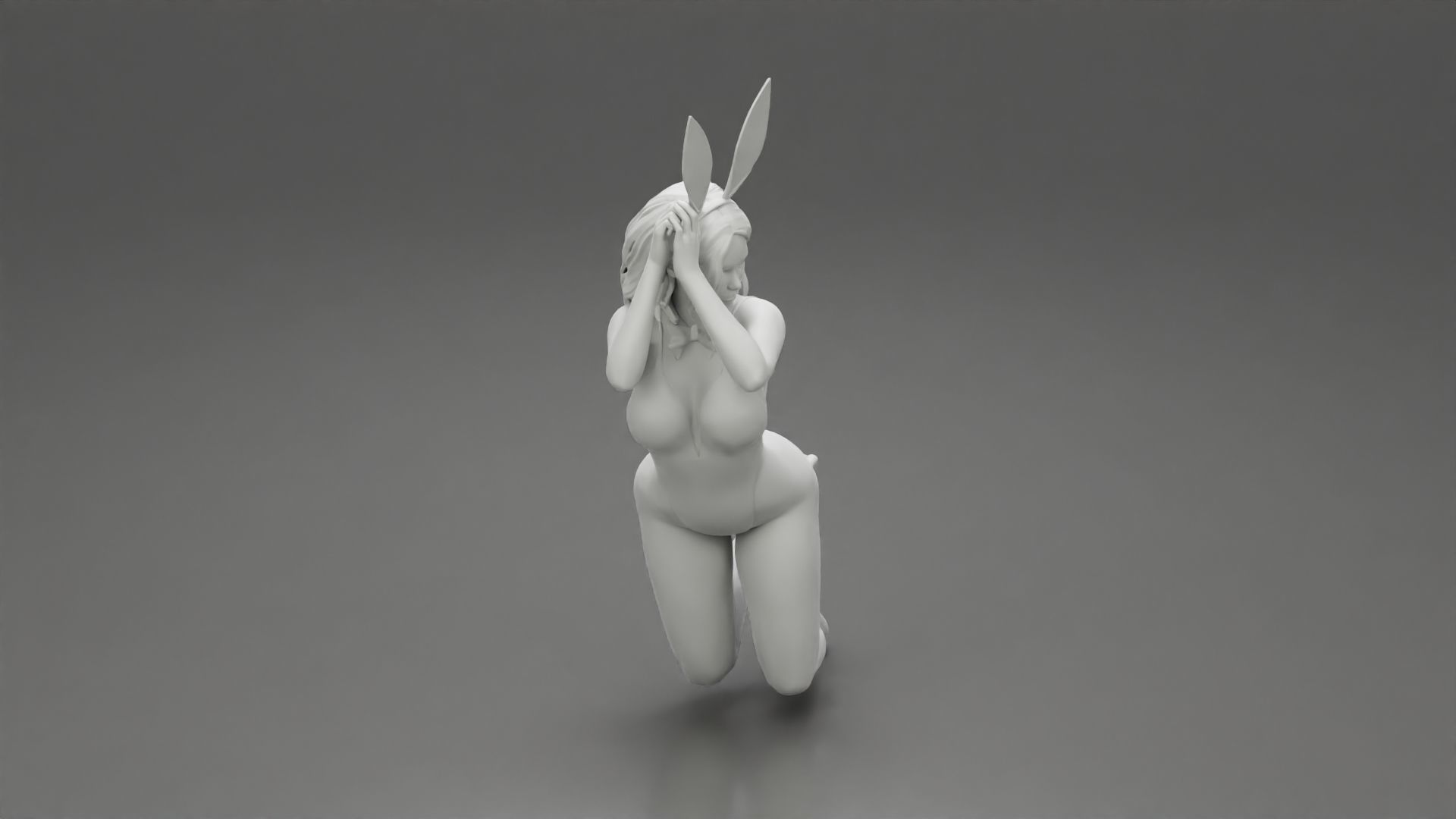 Beautiful sexy rabbit girl sitting on chair 3D print model_7