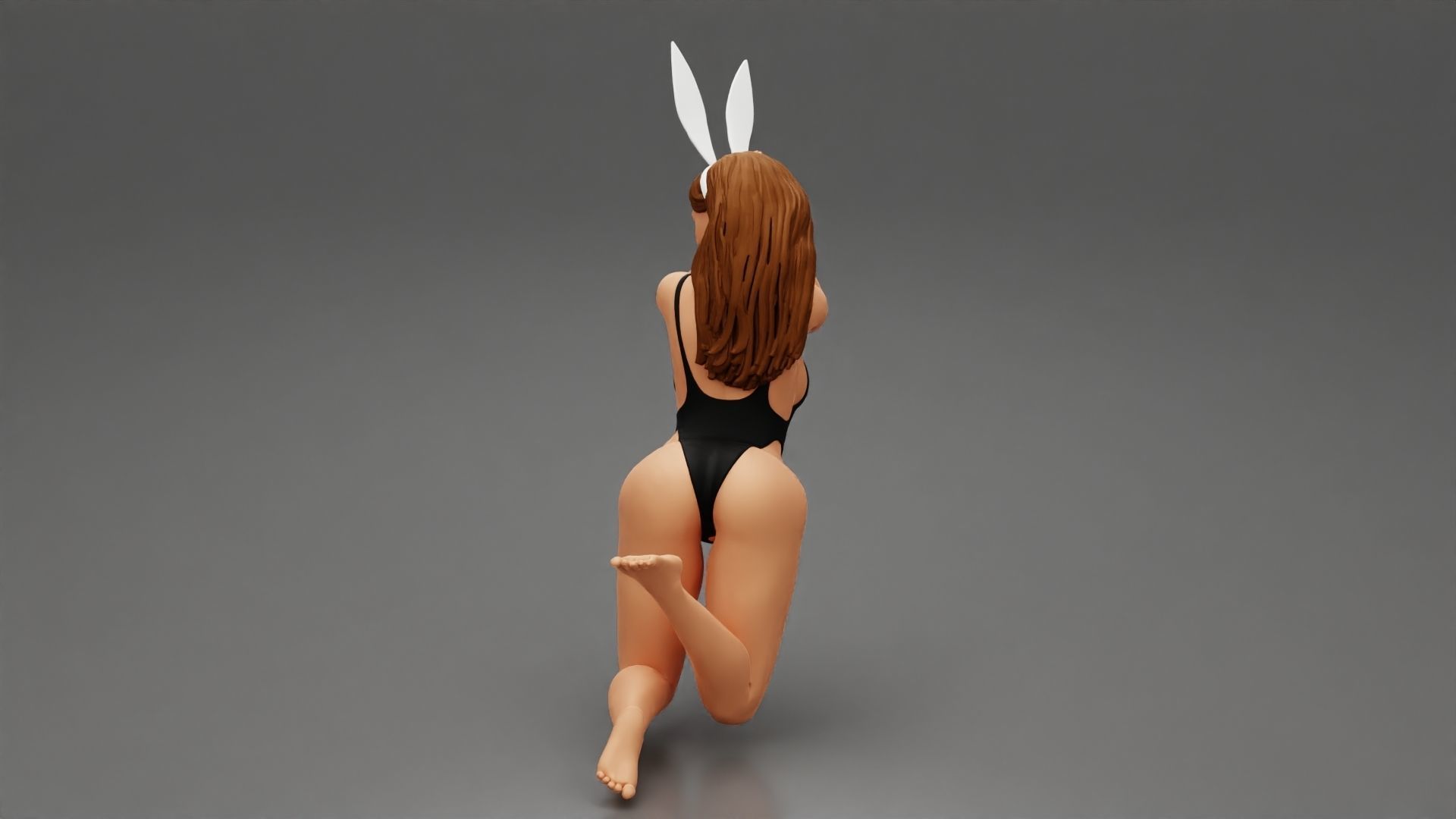 Beautiful sexy rabbit girl sitting on chair 3D print model_4