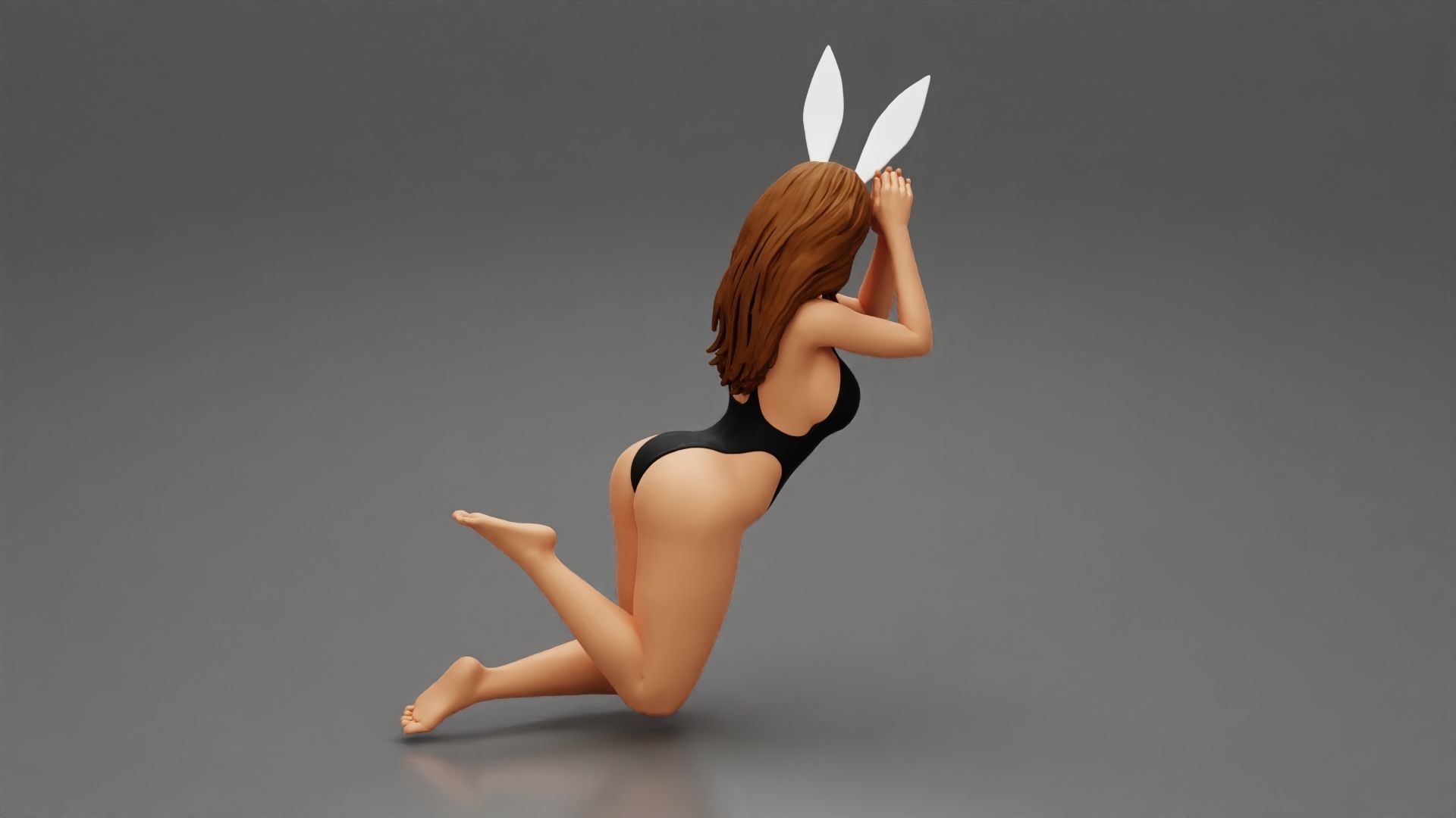 Beautiful sexy rabbit girl sitting on chair 3D print model_3