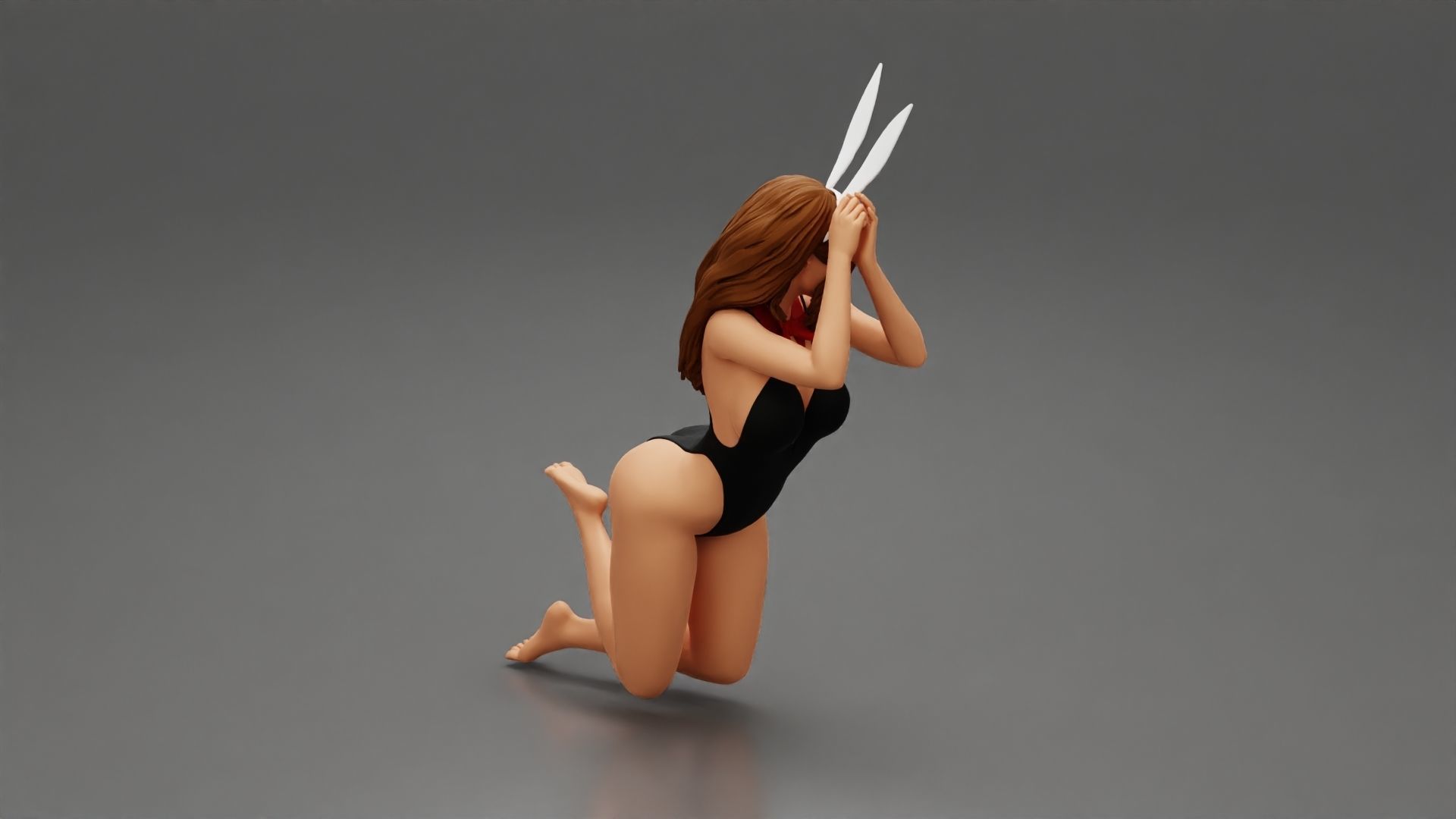 Beautiful sexy rabbit girl sitting on chair 3D print model_2
