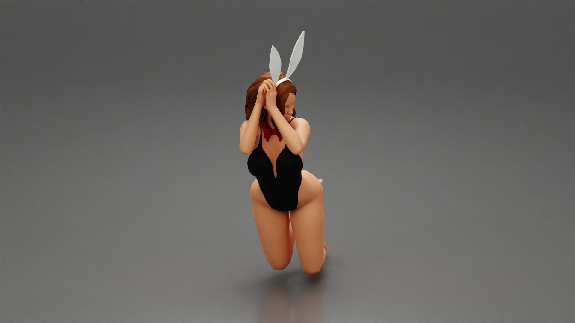 Beautiful sexy rabbit girl sitting on chair 3D print model_1