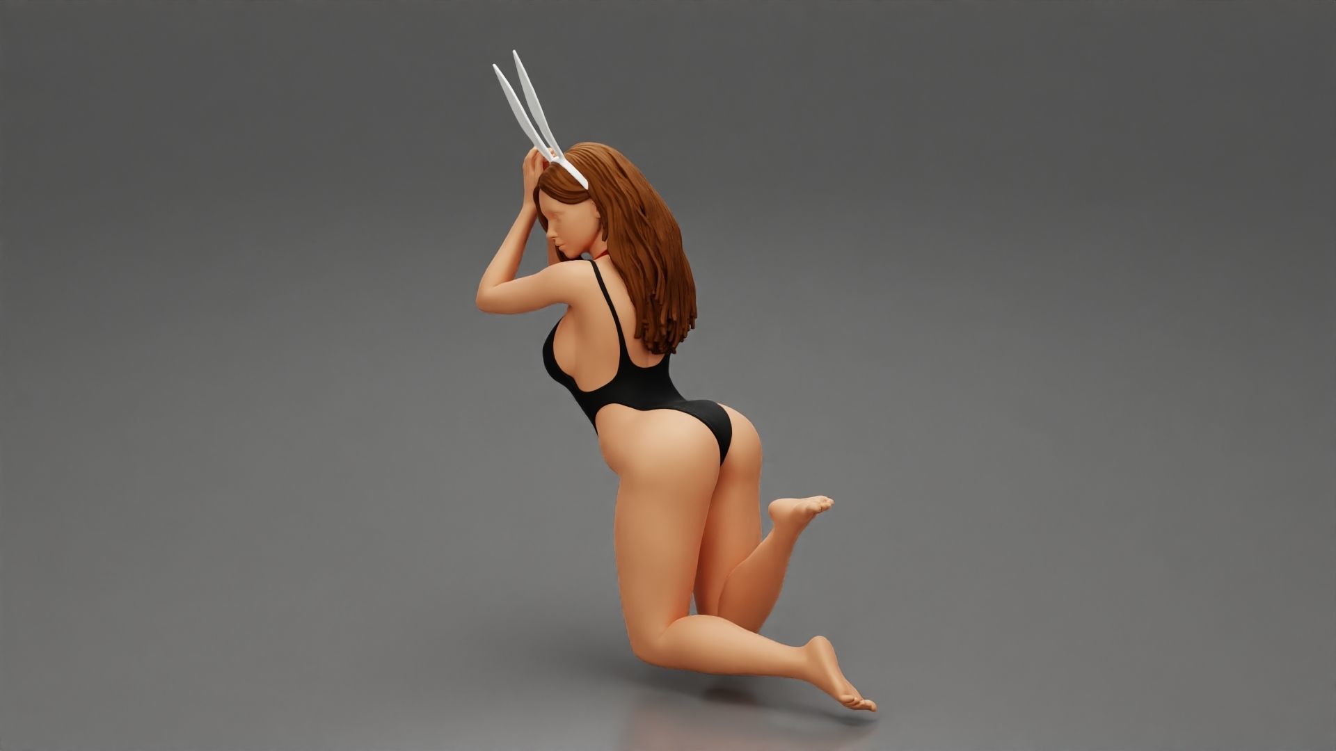 Beautiful sexy rabbit girl sitting on chair 3D print model_5