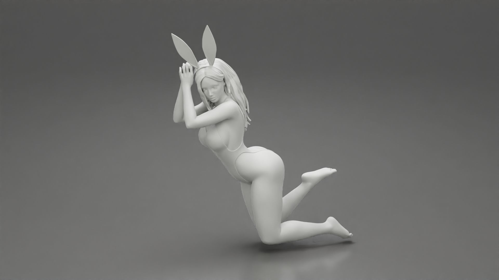 Beautiful sexy rabbit girl sitting on chair 3D print model_6