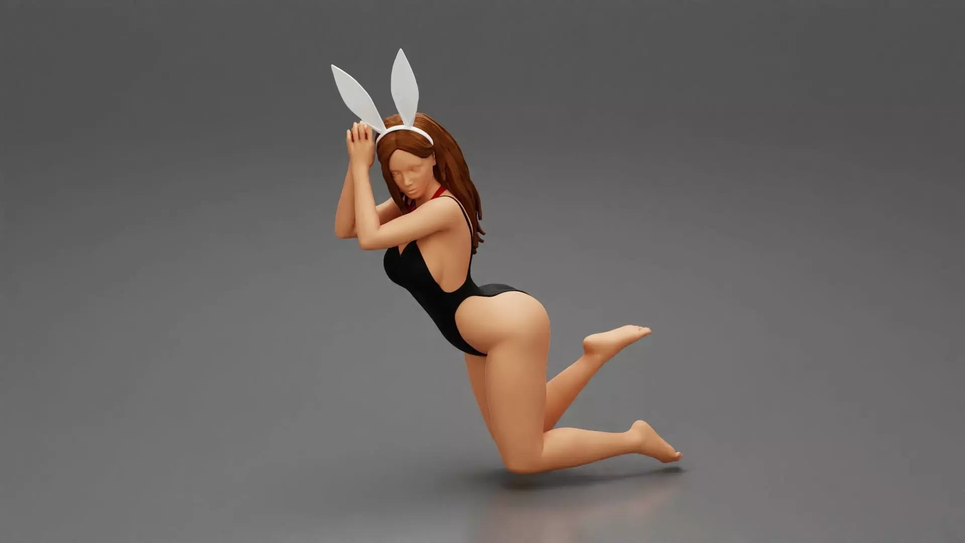 Beautiful sexy rabbit girl sitting on chair 3D print model_0