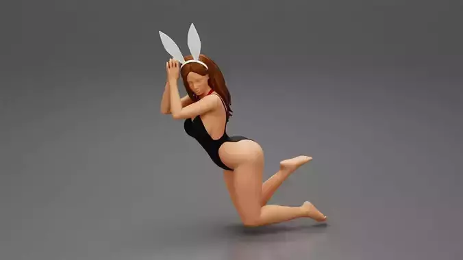 Beautiful sexy rabbit girl sitting on chair