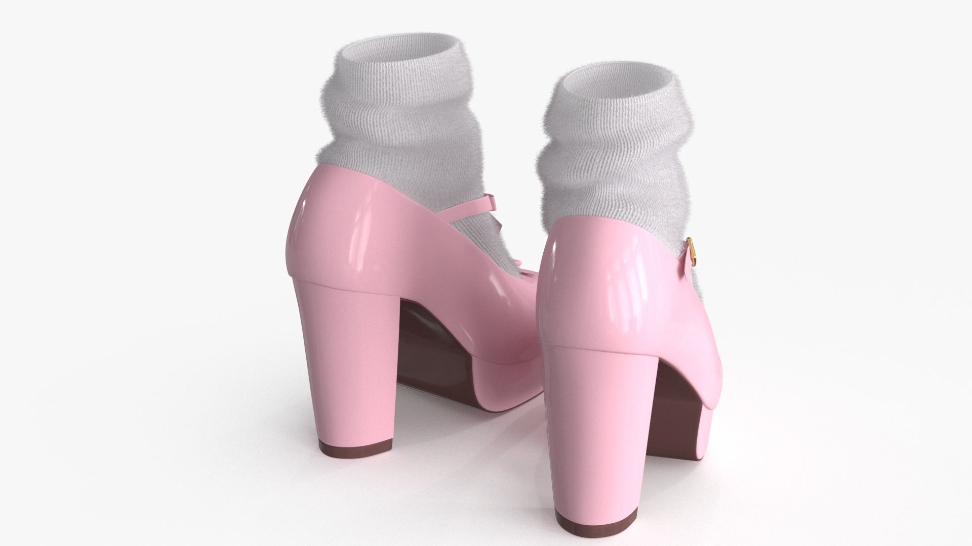 Lolita Kawaii Platform Vintage Shoes Low-poly 3D model_10