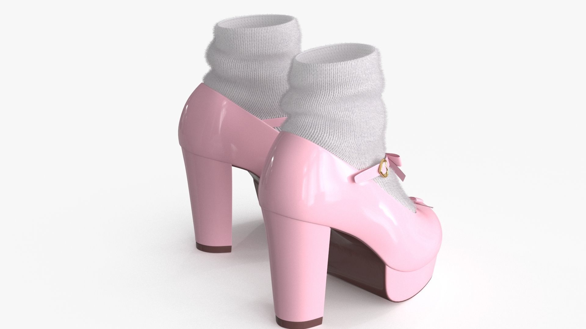 Lolita Kawaii Platform Vintage Shoes Low-poly 3D model_11