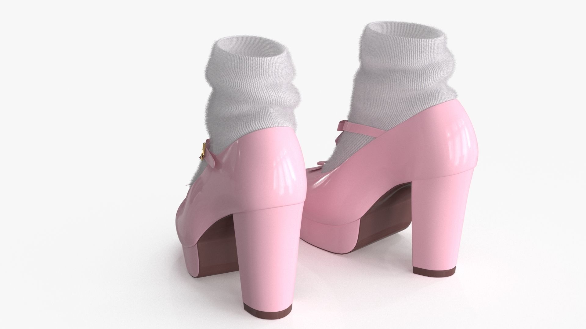 Lolita Kawaii Platform Vintage Shoes Low-poly 3D model_8