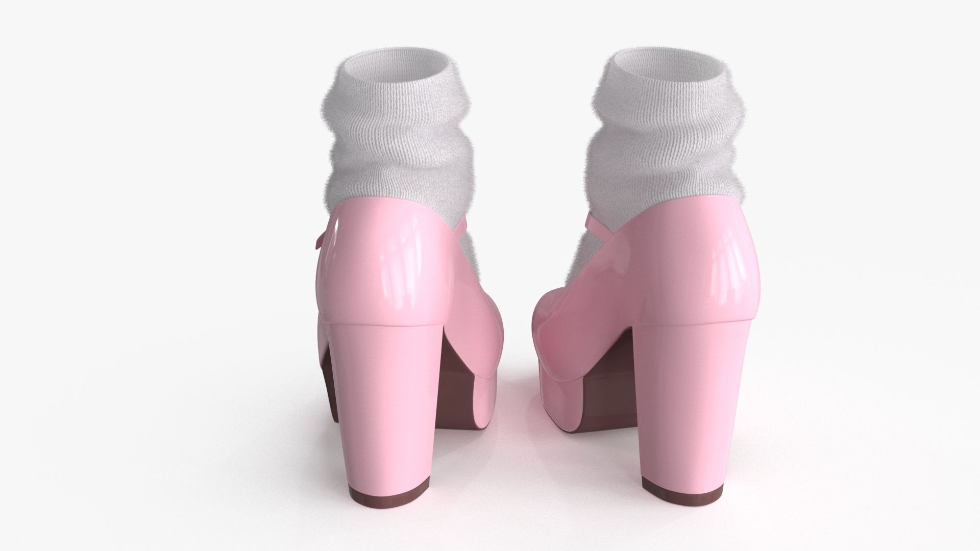 Lolita Kawaii Platform Vintage Shoes Low-poly 3D model_9